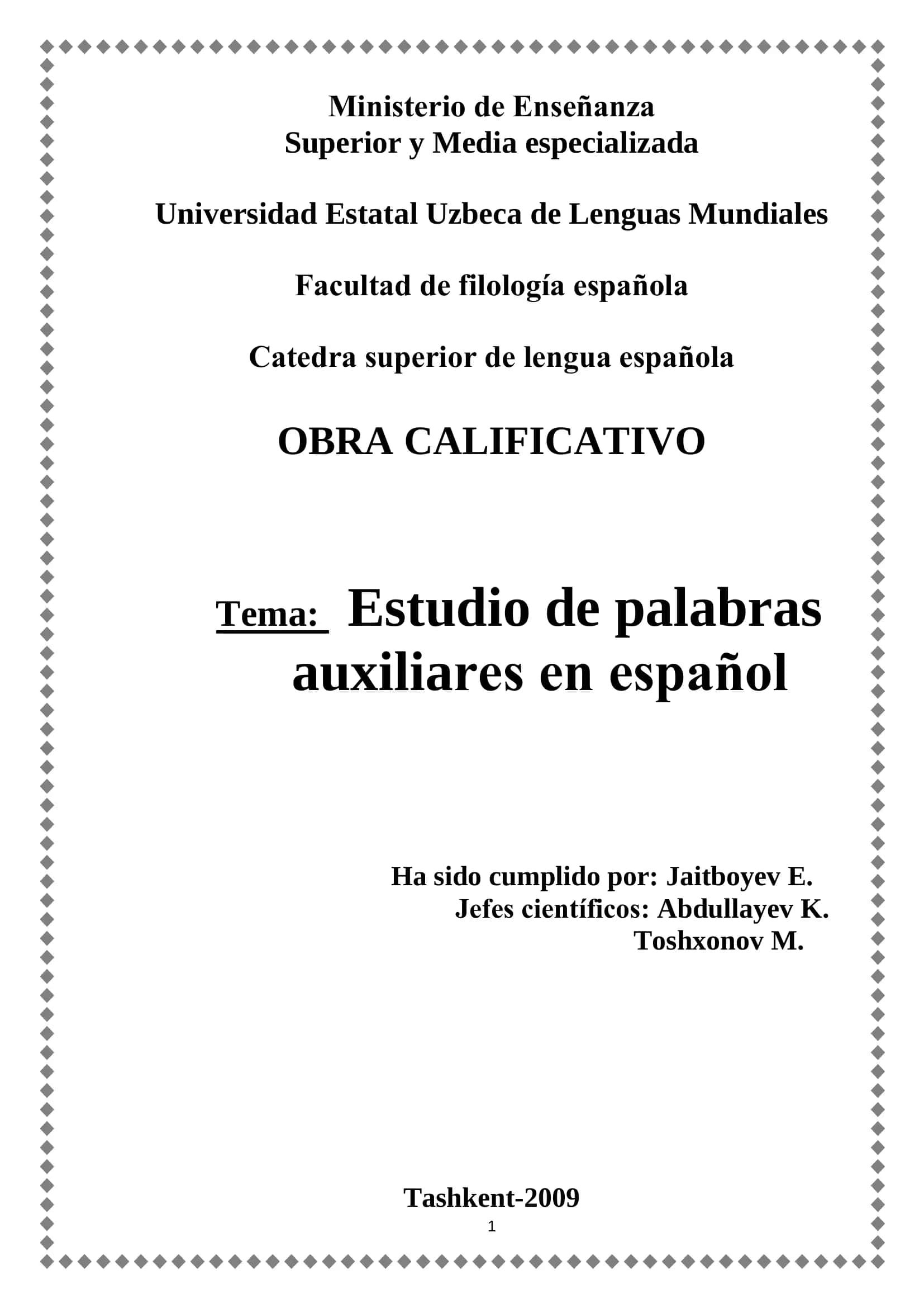 Estudio de palabras auxiliares en español
