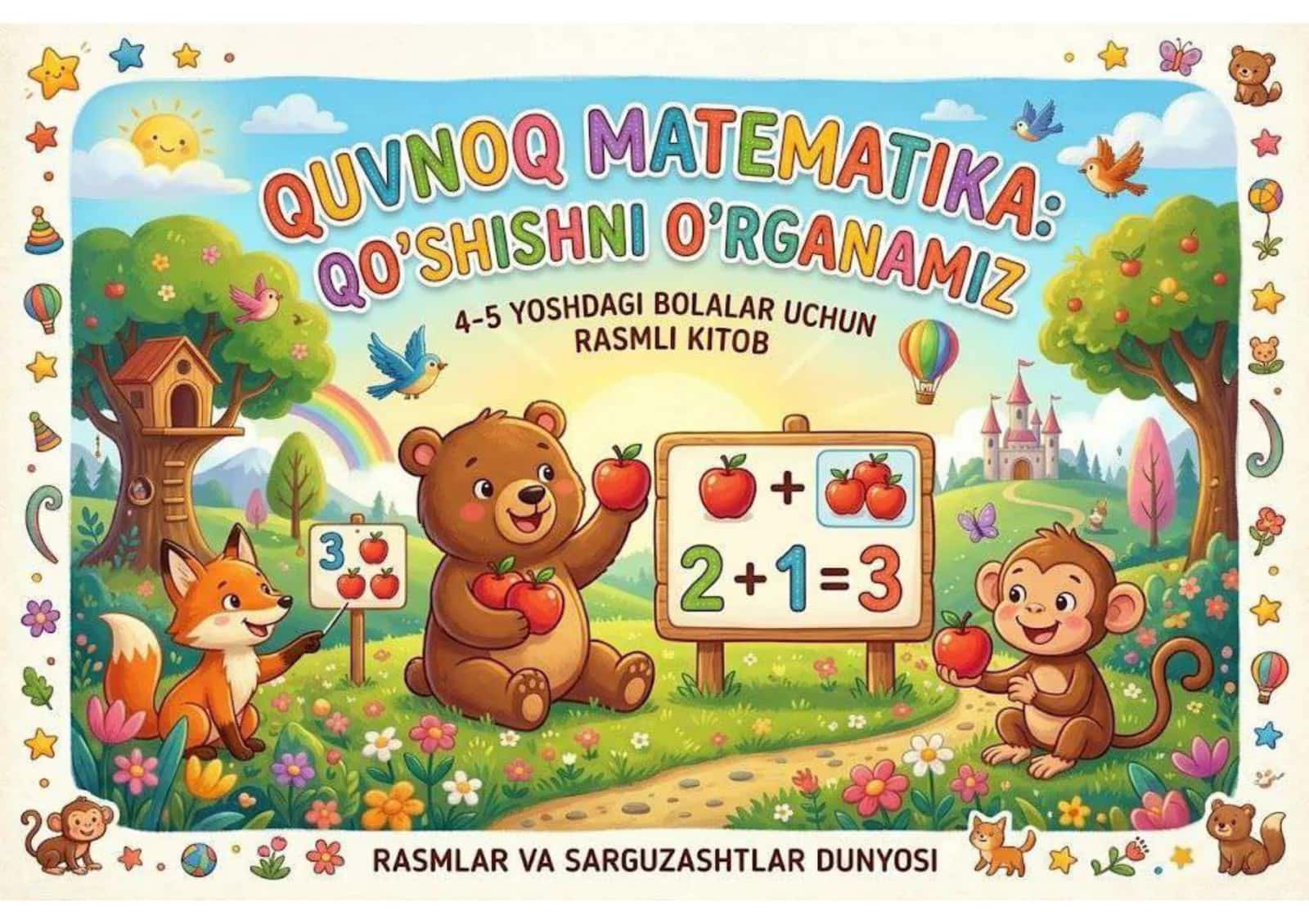 4-5 yoshli bolalarga qo'shishni o'rgatish uchun ajoyib kitobcha.