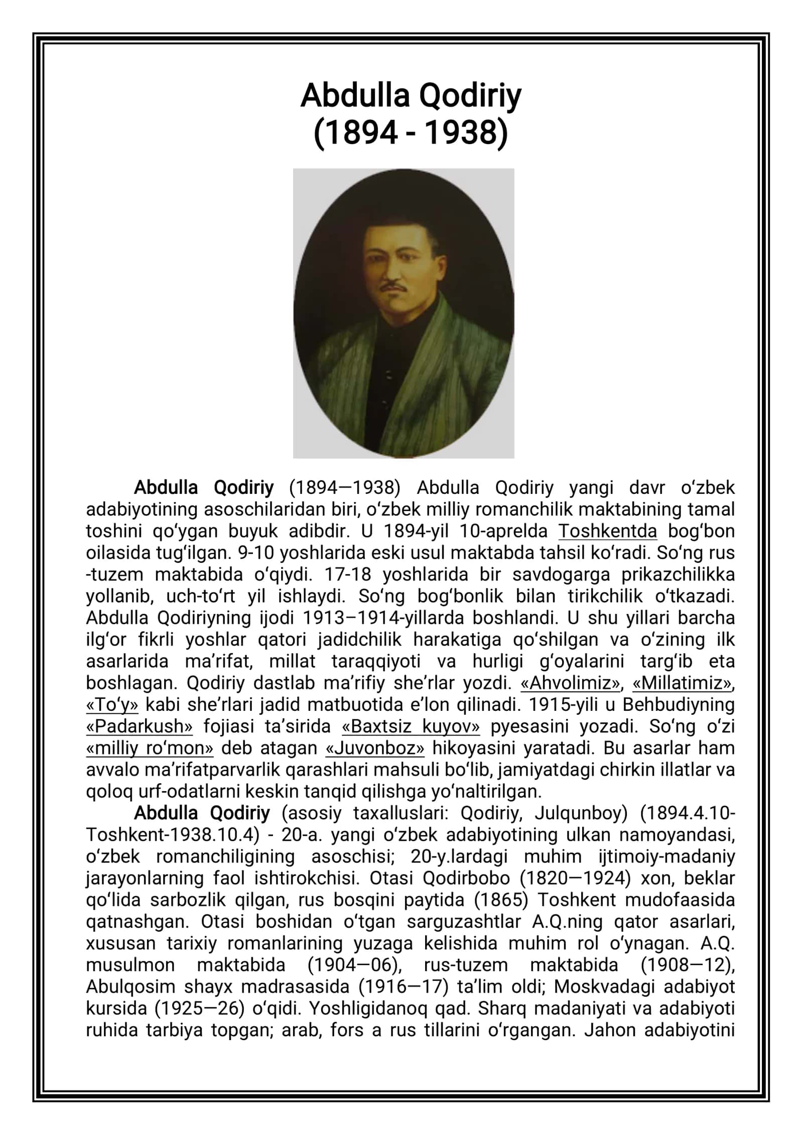 Abdulla Qodiriy