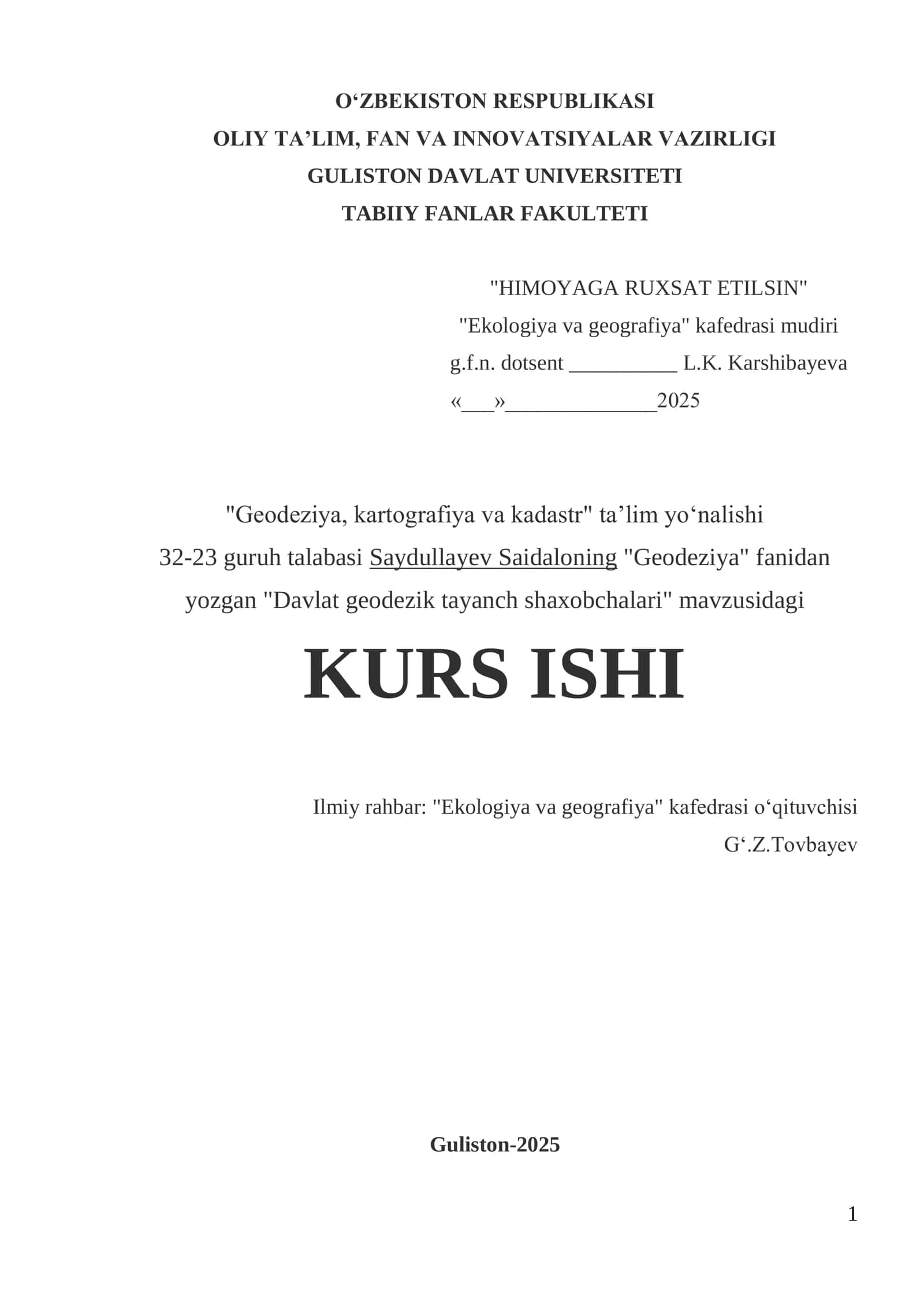 Davlat geodezik tayanch shaxobchalari
