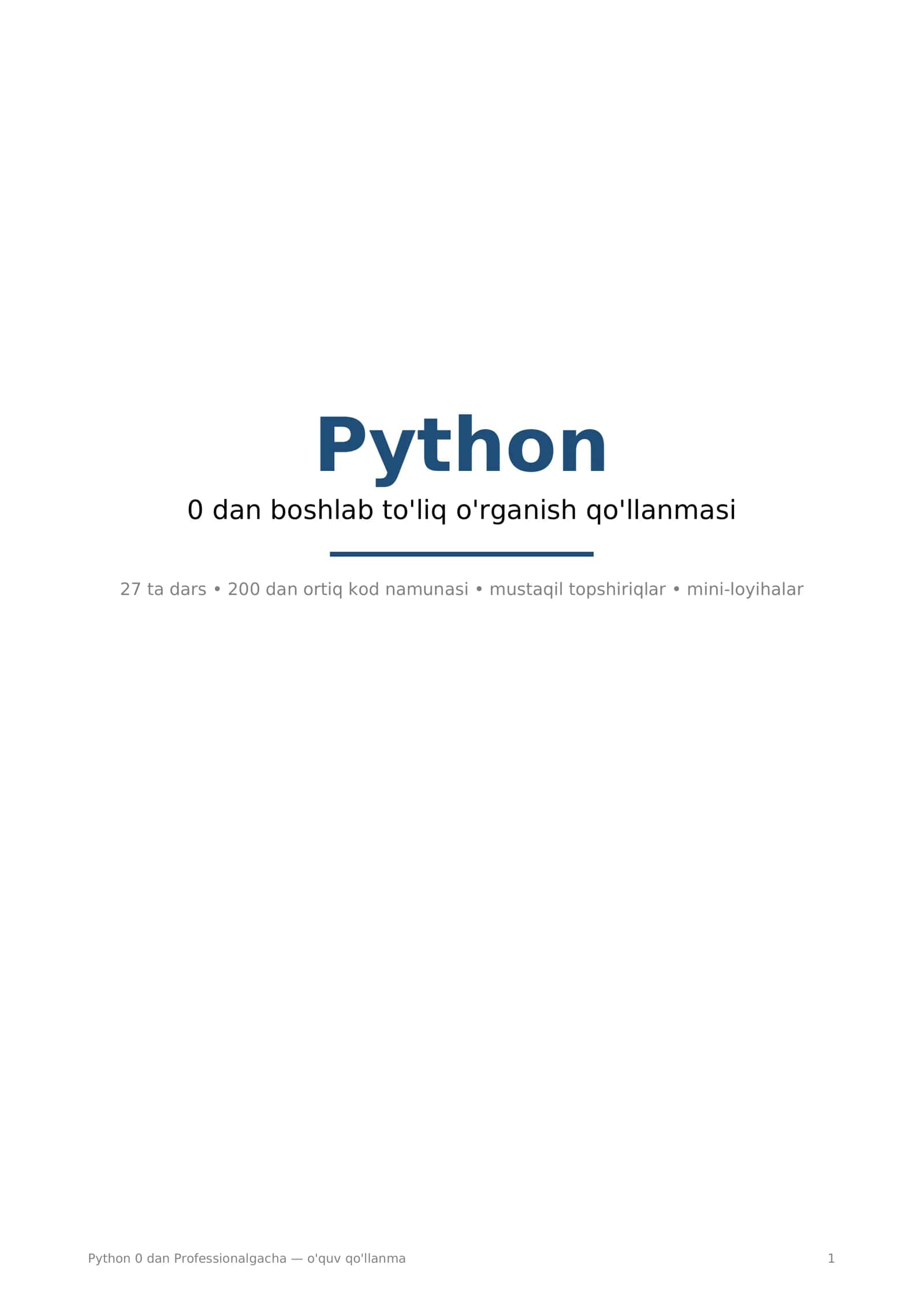 Python 0 dan Professionalgacha — o'quv qo'llanma