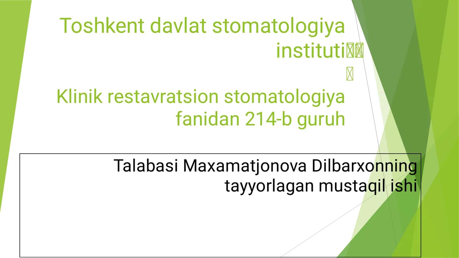 ILDIZ KARIESI: KLINIKASI, TASHXISLASH, DAVOLASH