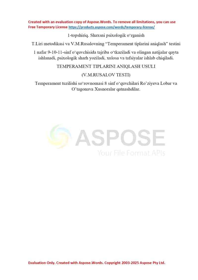 Shaxsni psixologik o‘rganish doc