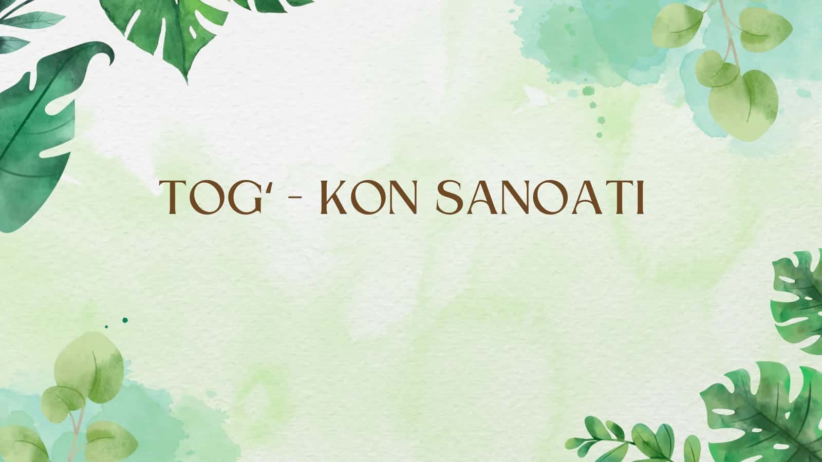 TOGʻ - KON SANOATI