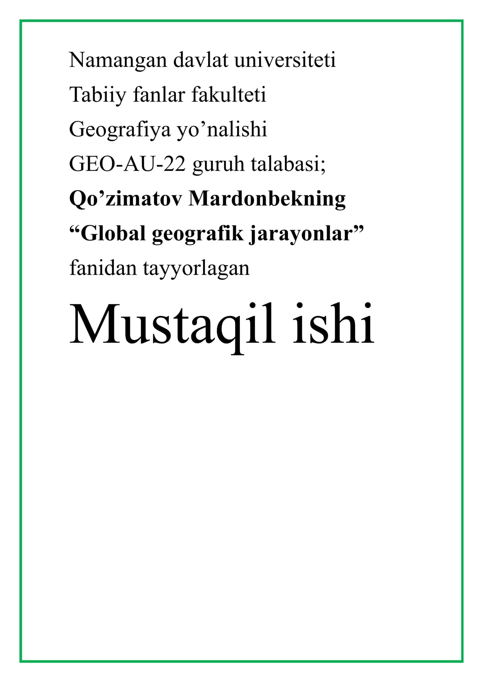 Global geografik jarayonlar