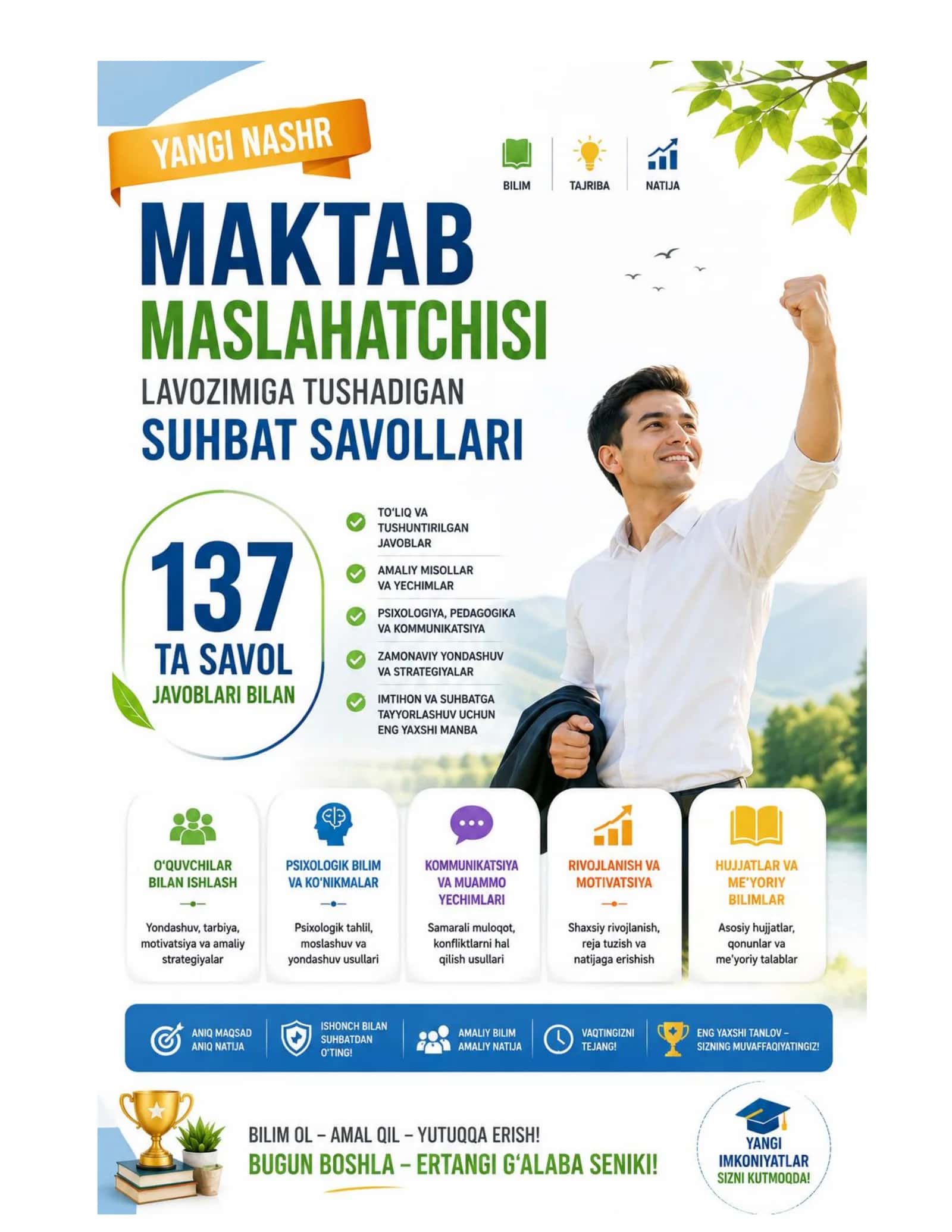 Maktab maslahatchisi lavozimiga tushadigan suhbat savollari 137 ta