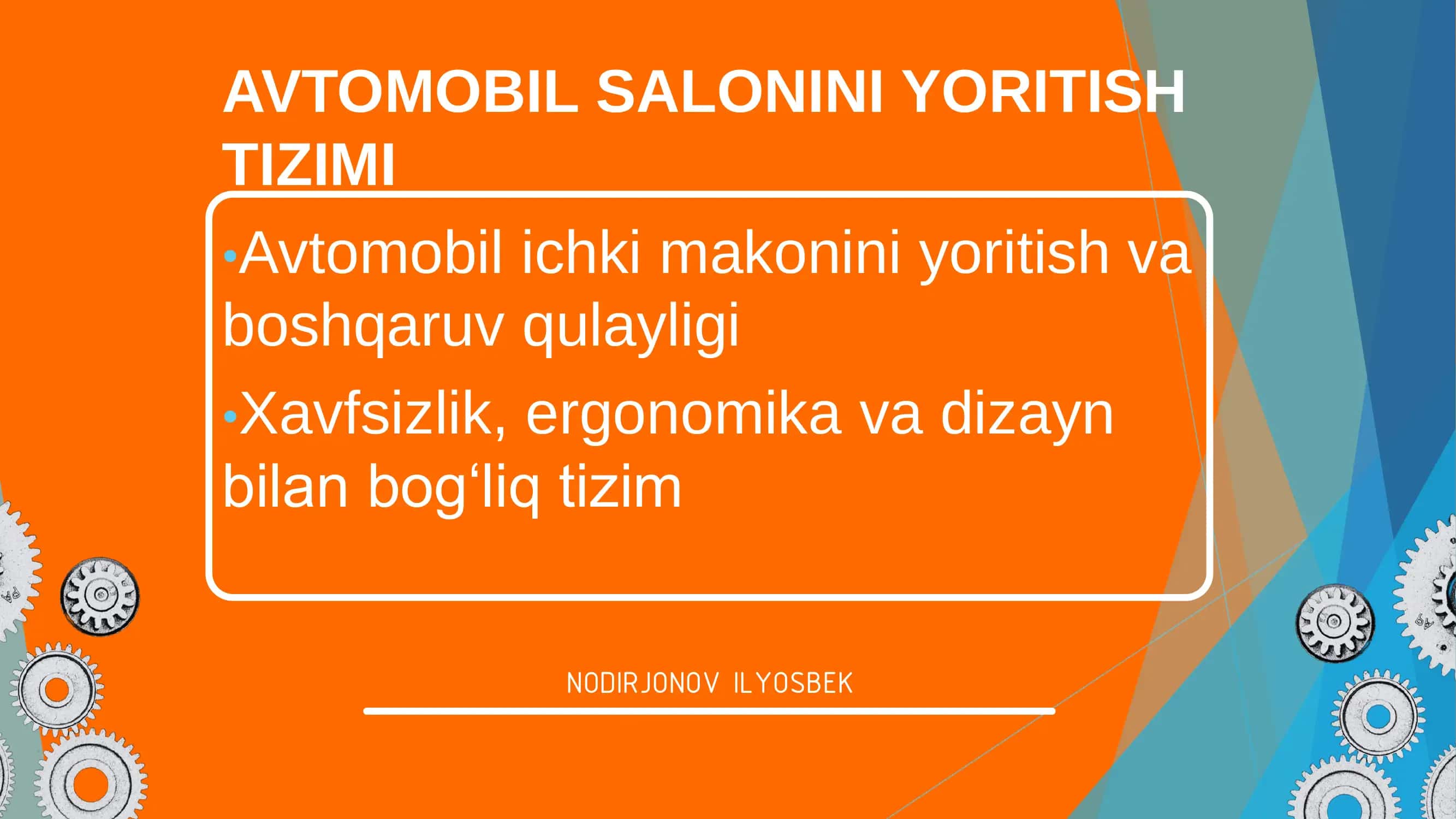 AVTOMOBIL SALONINI YORITISH TIZIMI