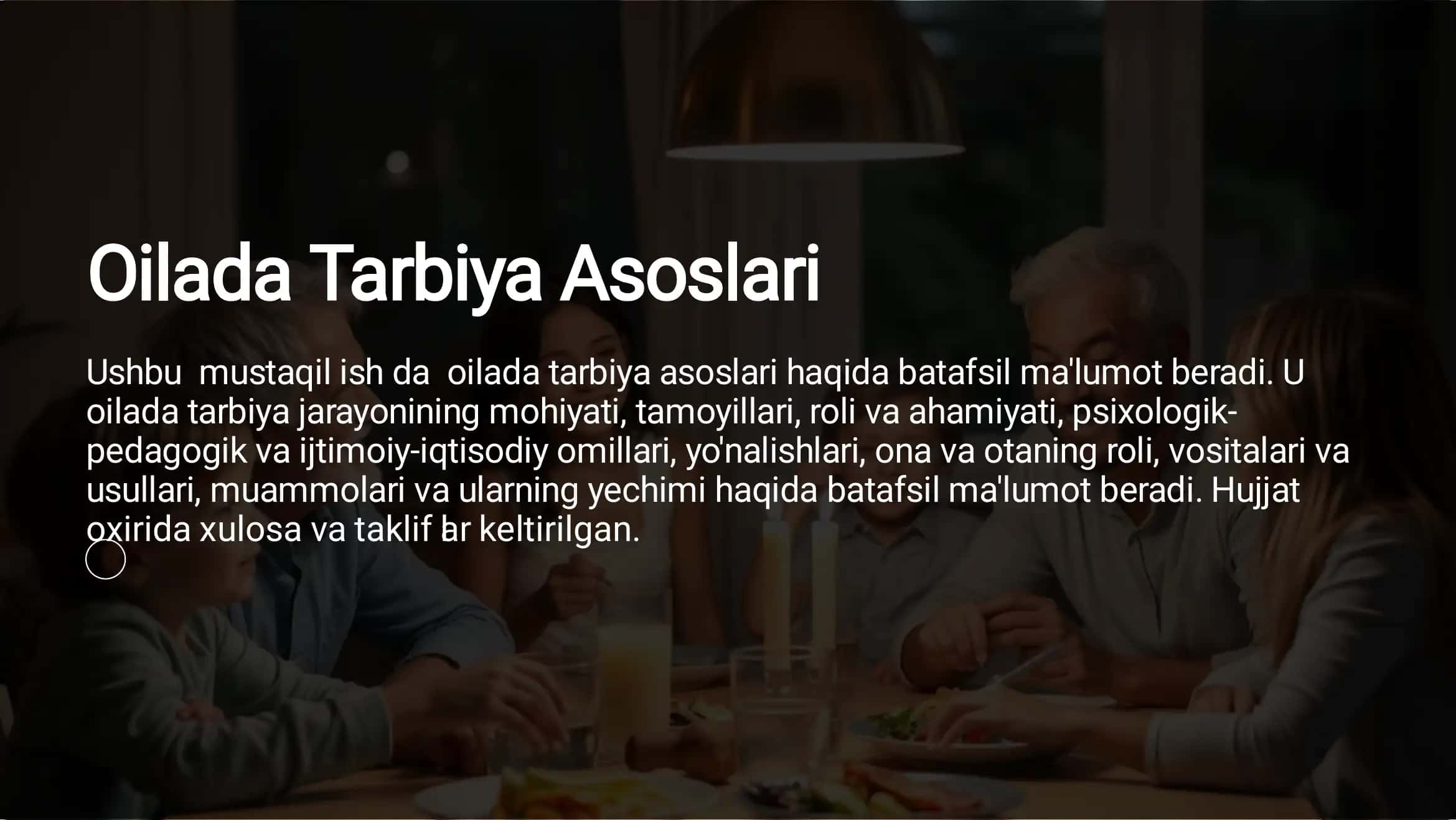 Oilada Tarbiya Asoslari