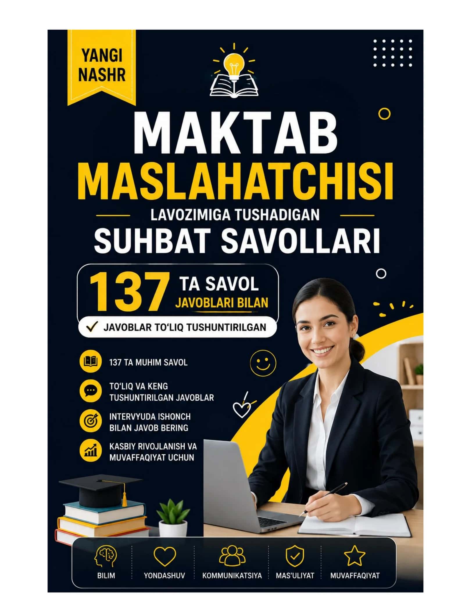 MAKTAB MASLAHATCHISI LAVOZIMIGA ISHGA KIRISH BILETLARI 137 TA