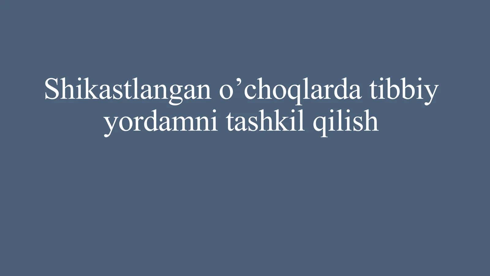 shikastlangan o'choqlarda tibbiy yordam ko'rsatish