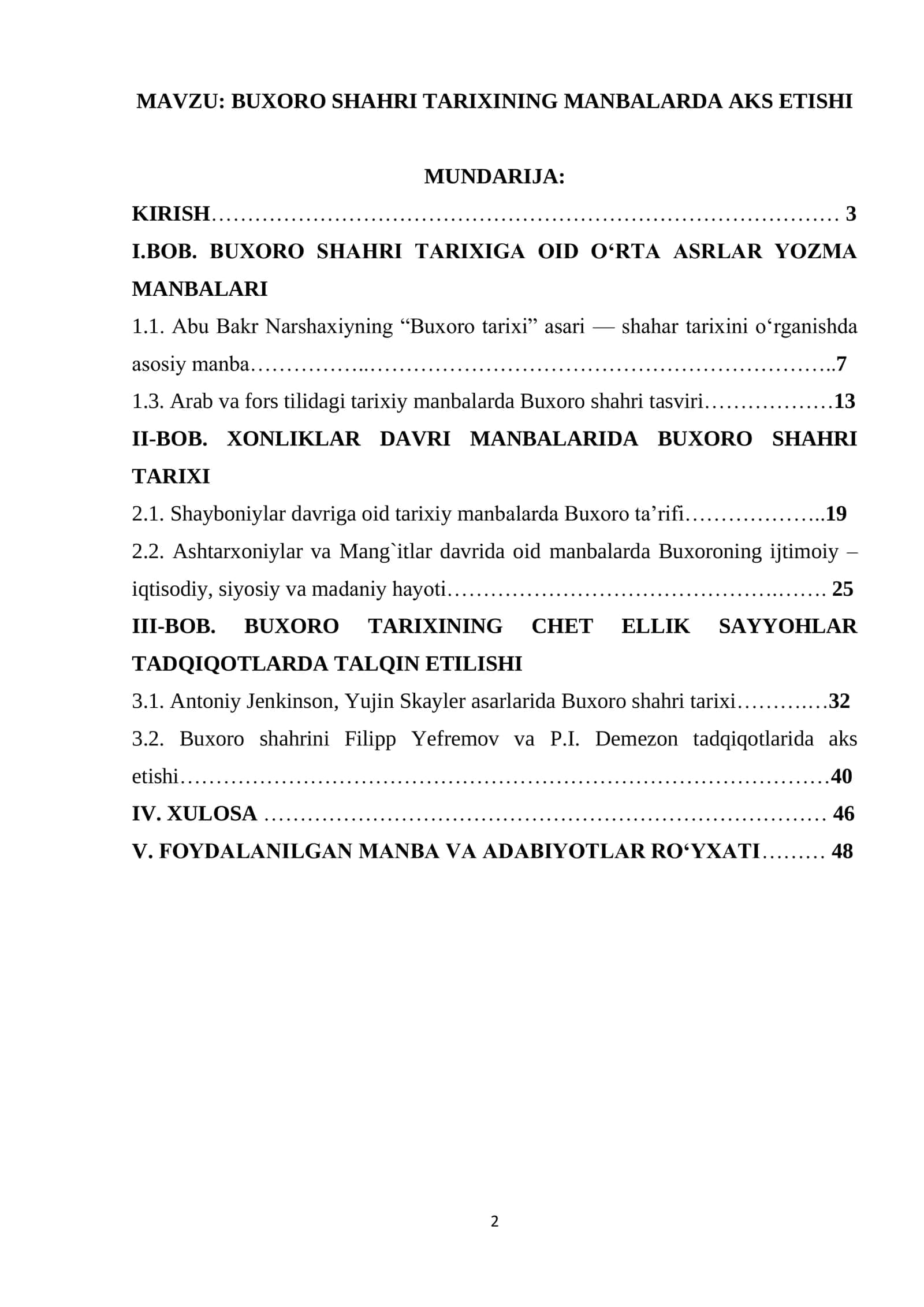 Buxoro shahri tarixining manbalarda aks etishi