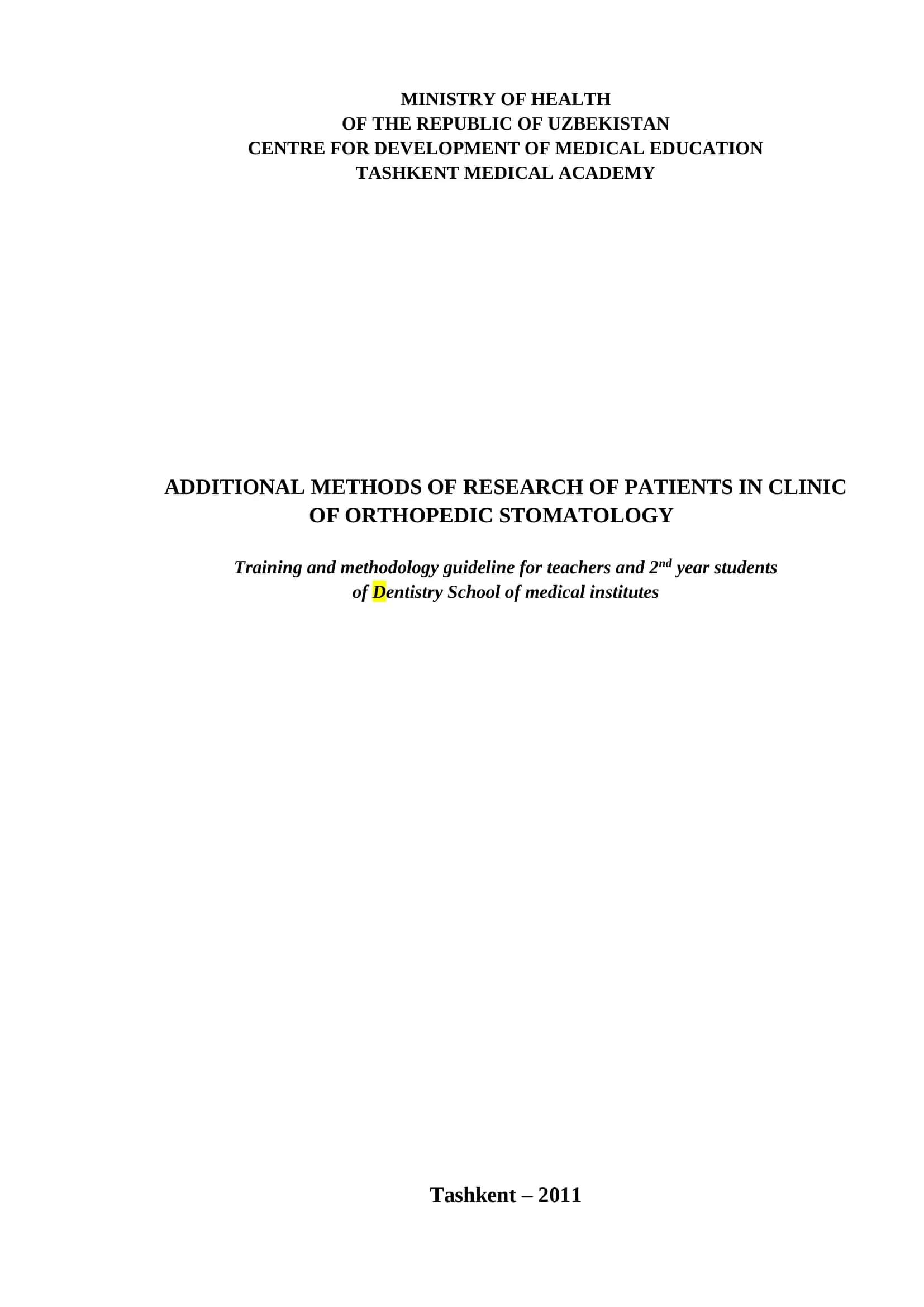 Additional Methods of Research of Patients in Clinic of Orthopedic Stomatology