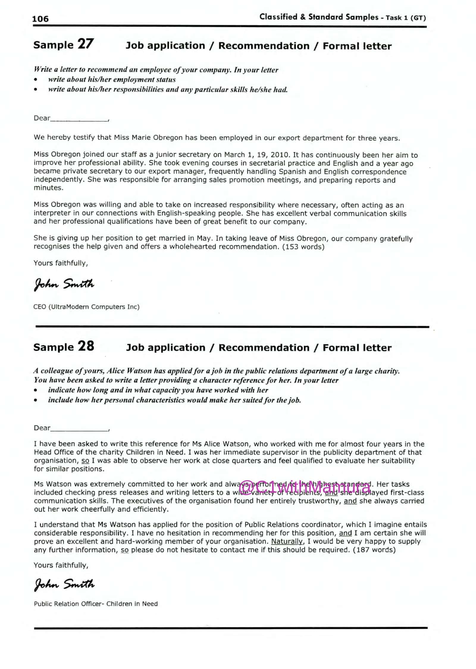 Job application I Recommendation I Formal letter