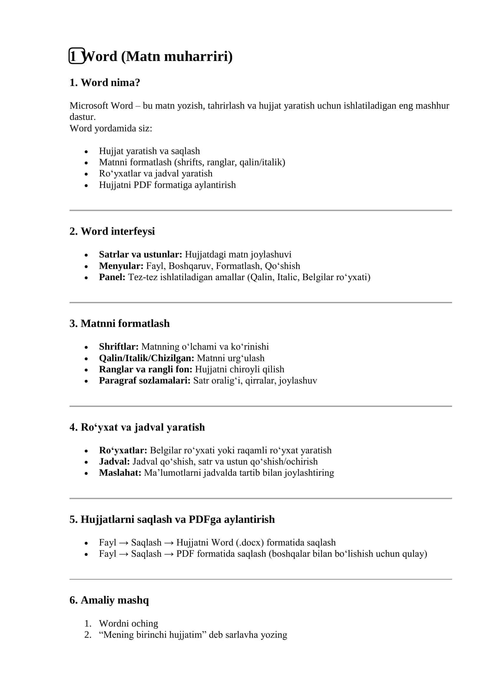 pdf,word,excel va power point