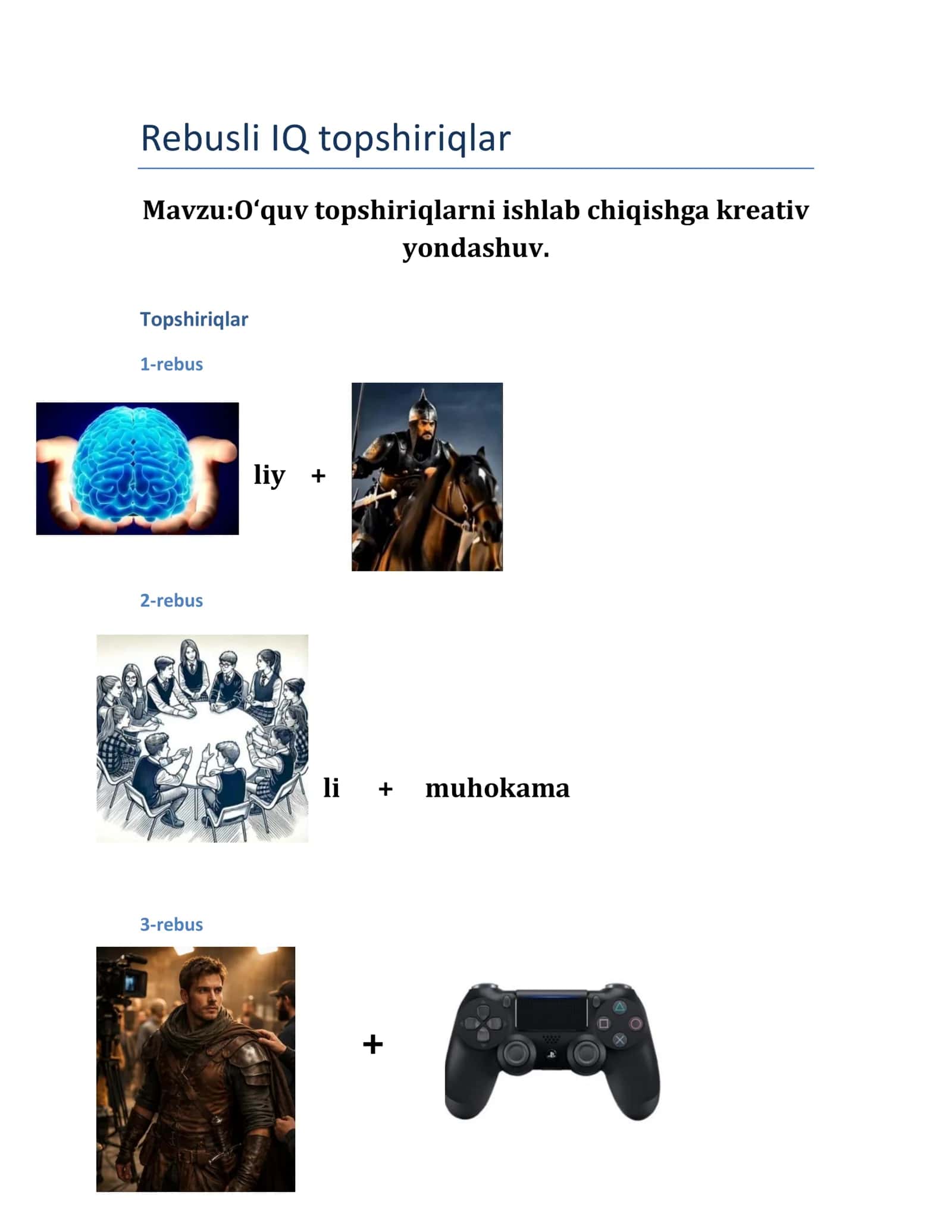 Rebusli IQ topshiriqlar