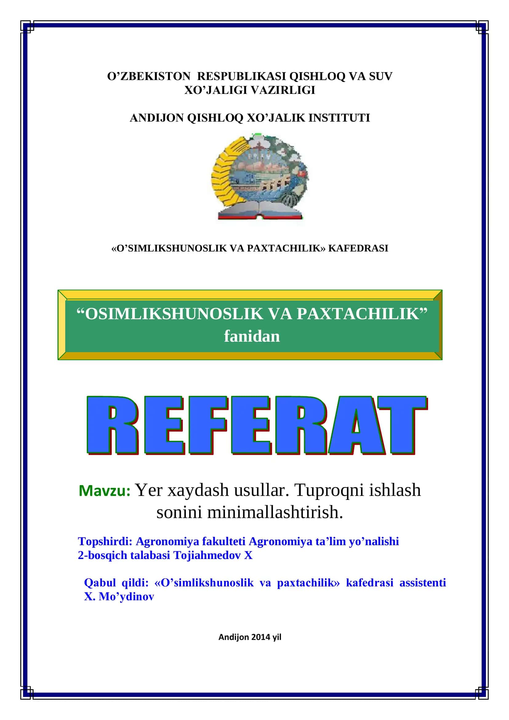 Yer xaydash usullari. Tuproqni ishlash sonini minimallashtirish