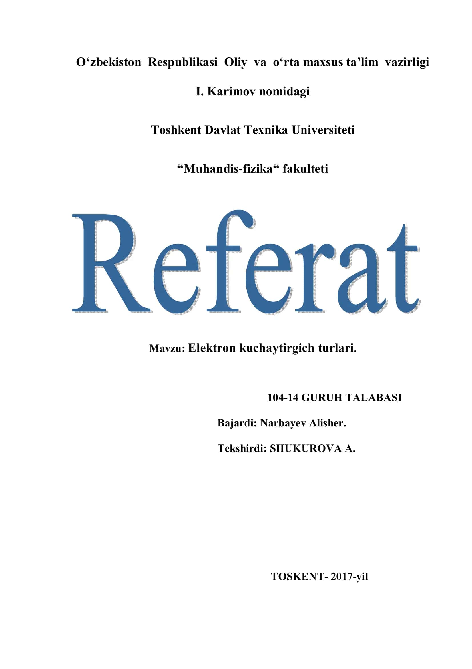 Elektron kuchaytirgich turlari