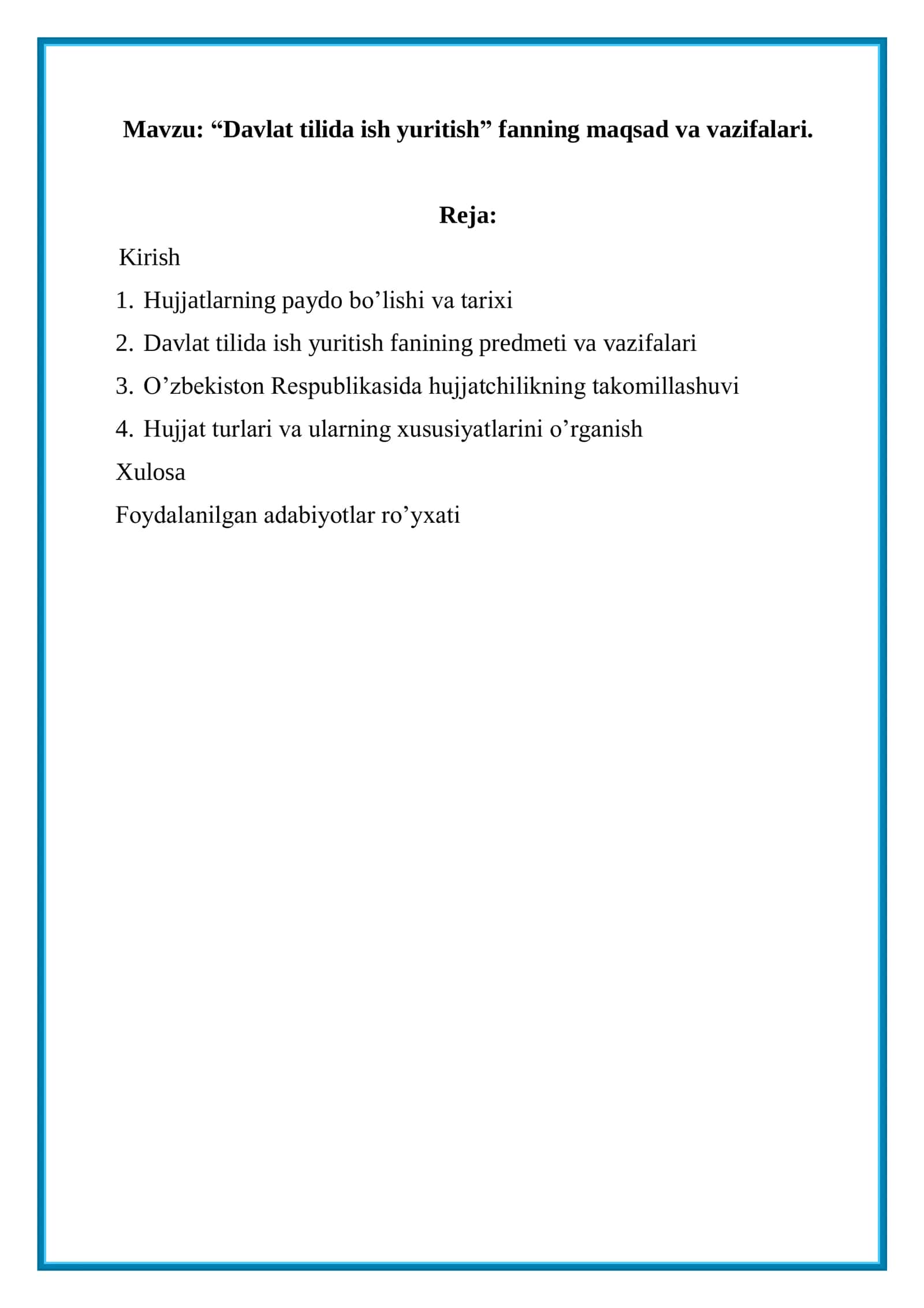 Davlat tilida ish yuritish