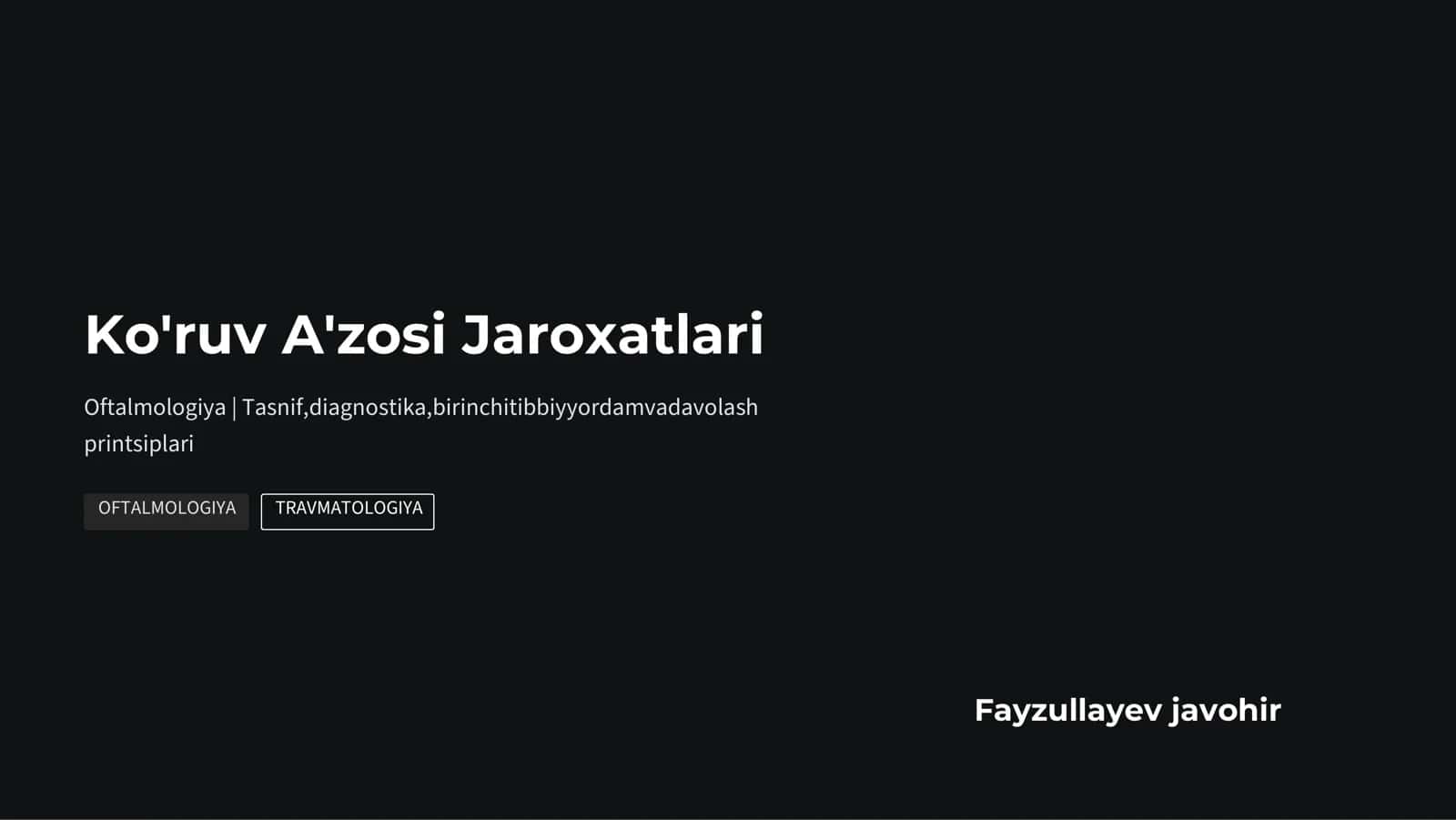 Ko'ruv A'zosi Jaroxatlari