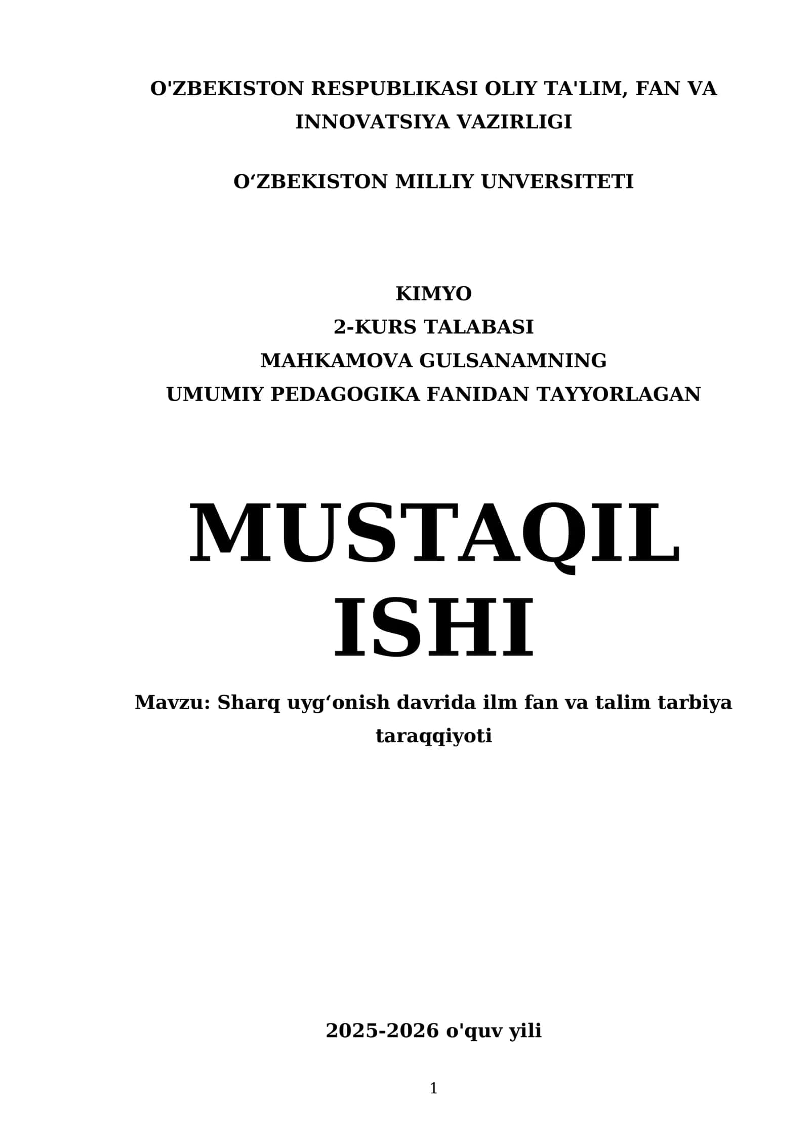 Sharq uygʻonish davrida ilm fan va talim tarbiya taraqqiyoti