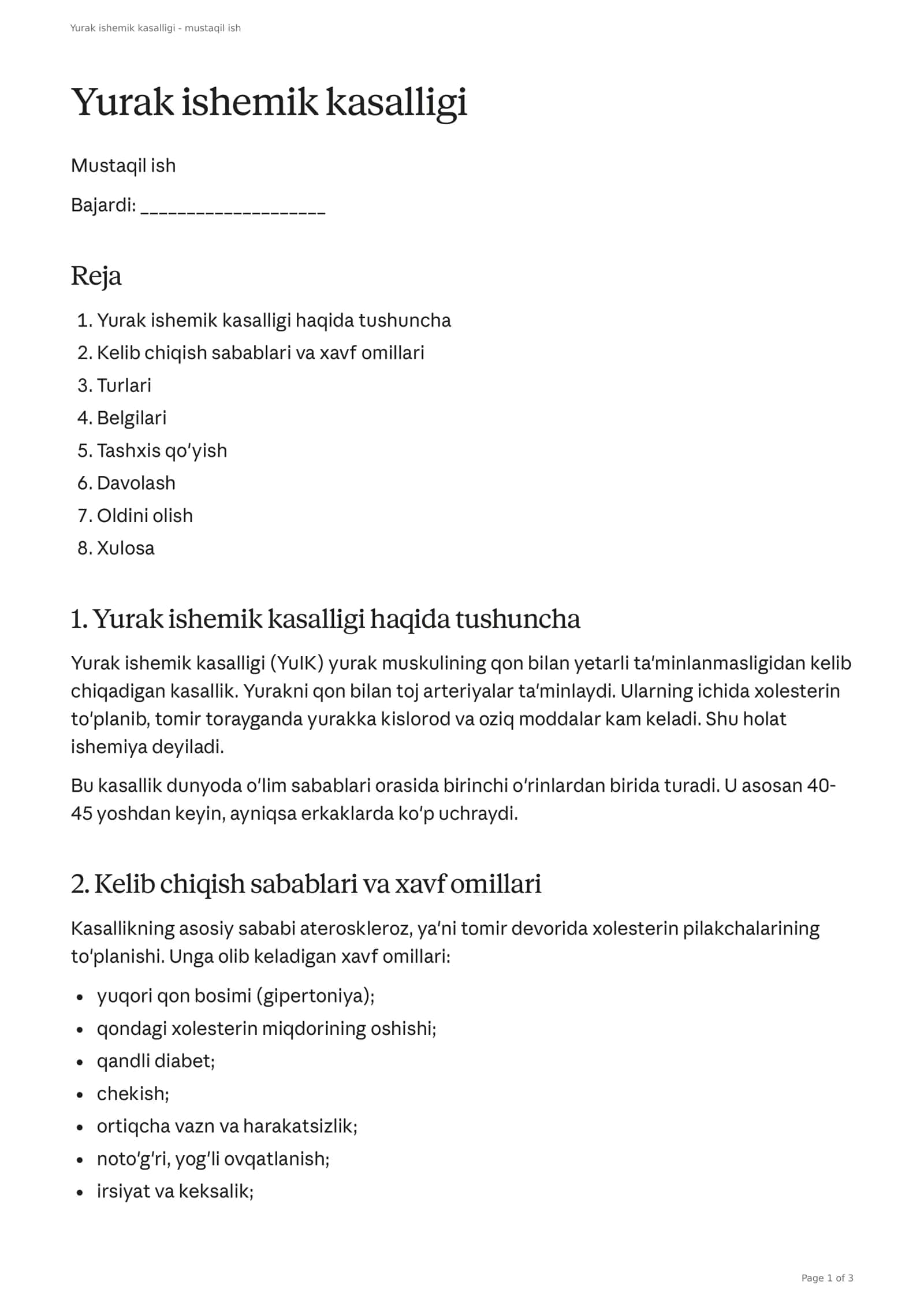 Yurak ishemik kasalligi