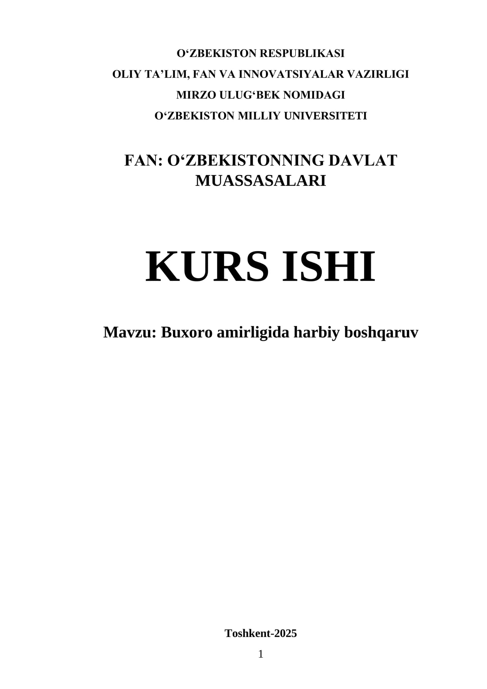 Buxoro amirligida harbiy boshqaruv