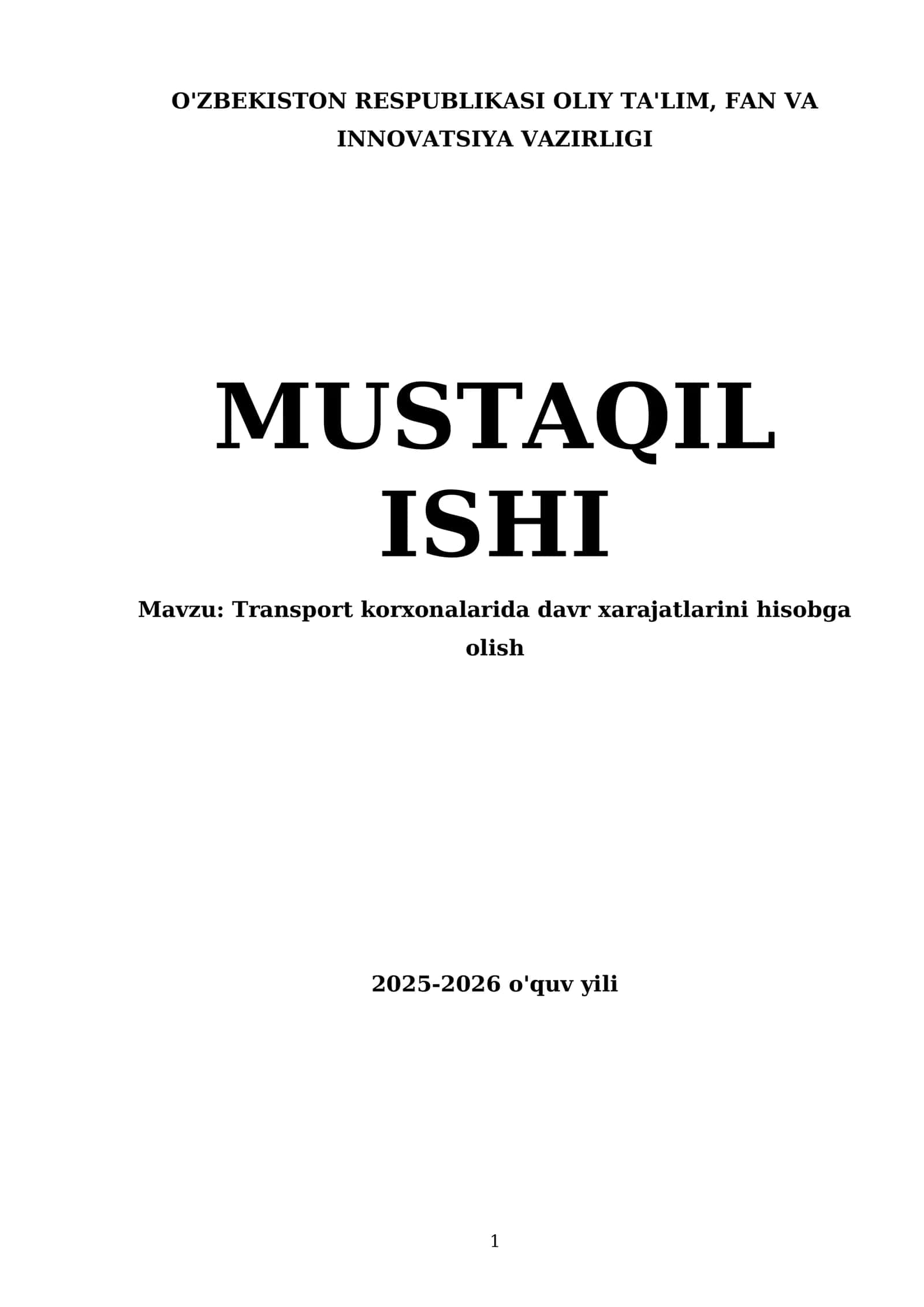 Transport korxonalarida davr xarajatlarini hisobga olish