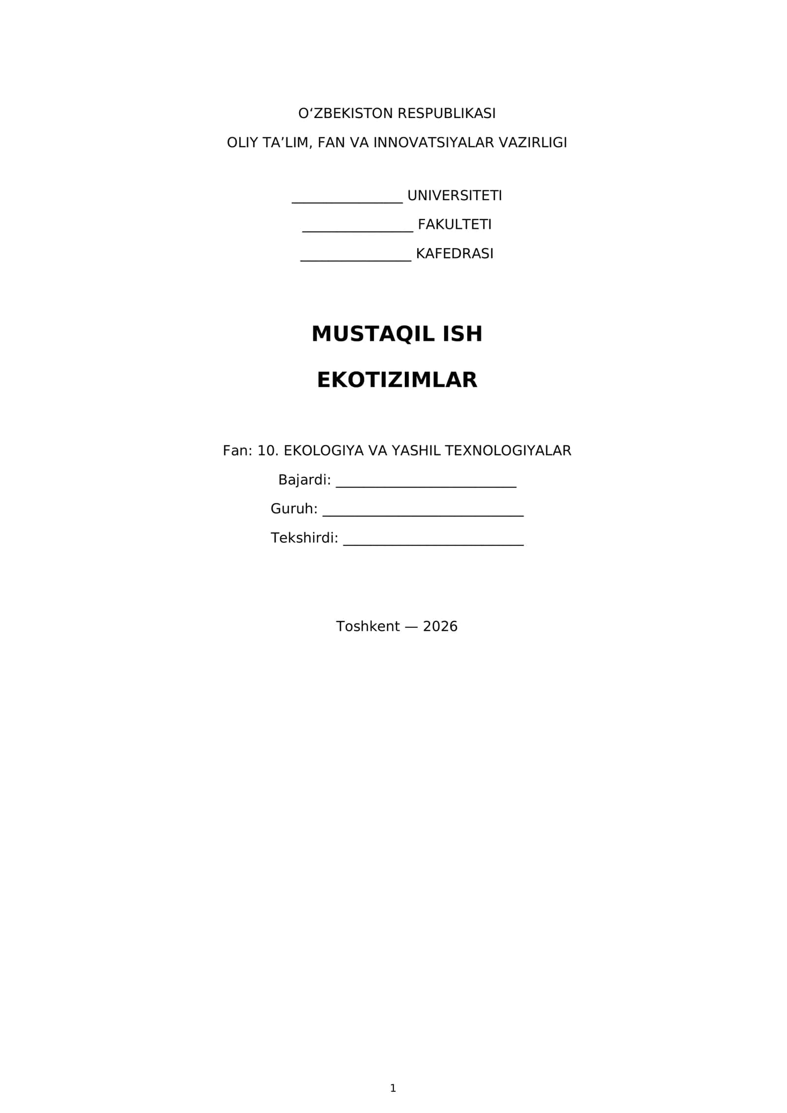 Ekotizimlar