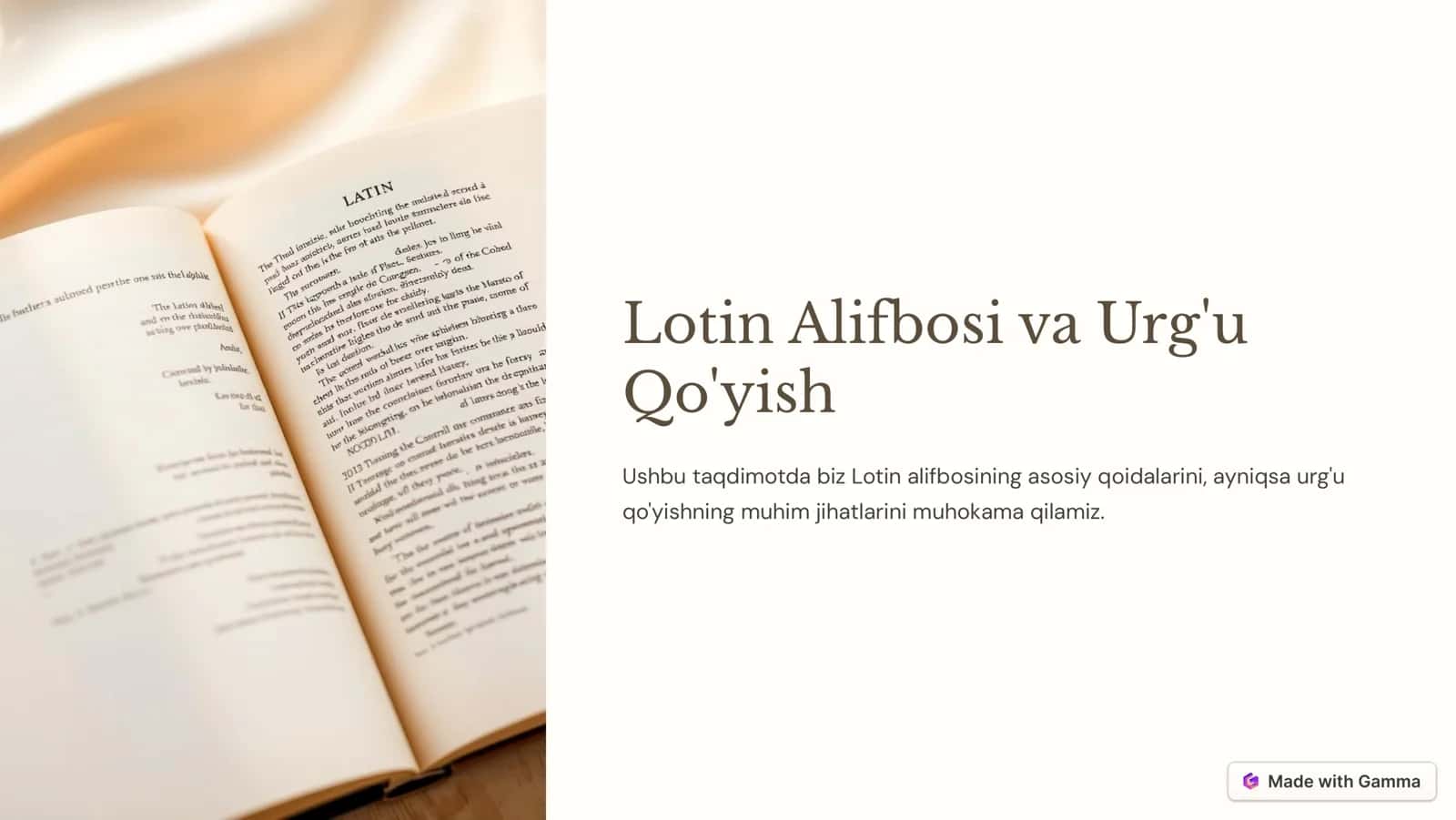 Lotin Alifbosi va Urg'u