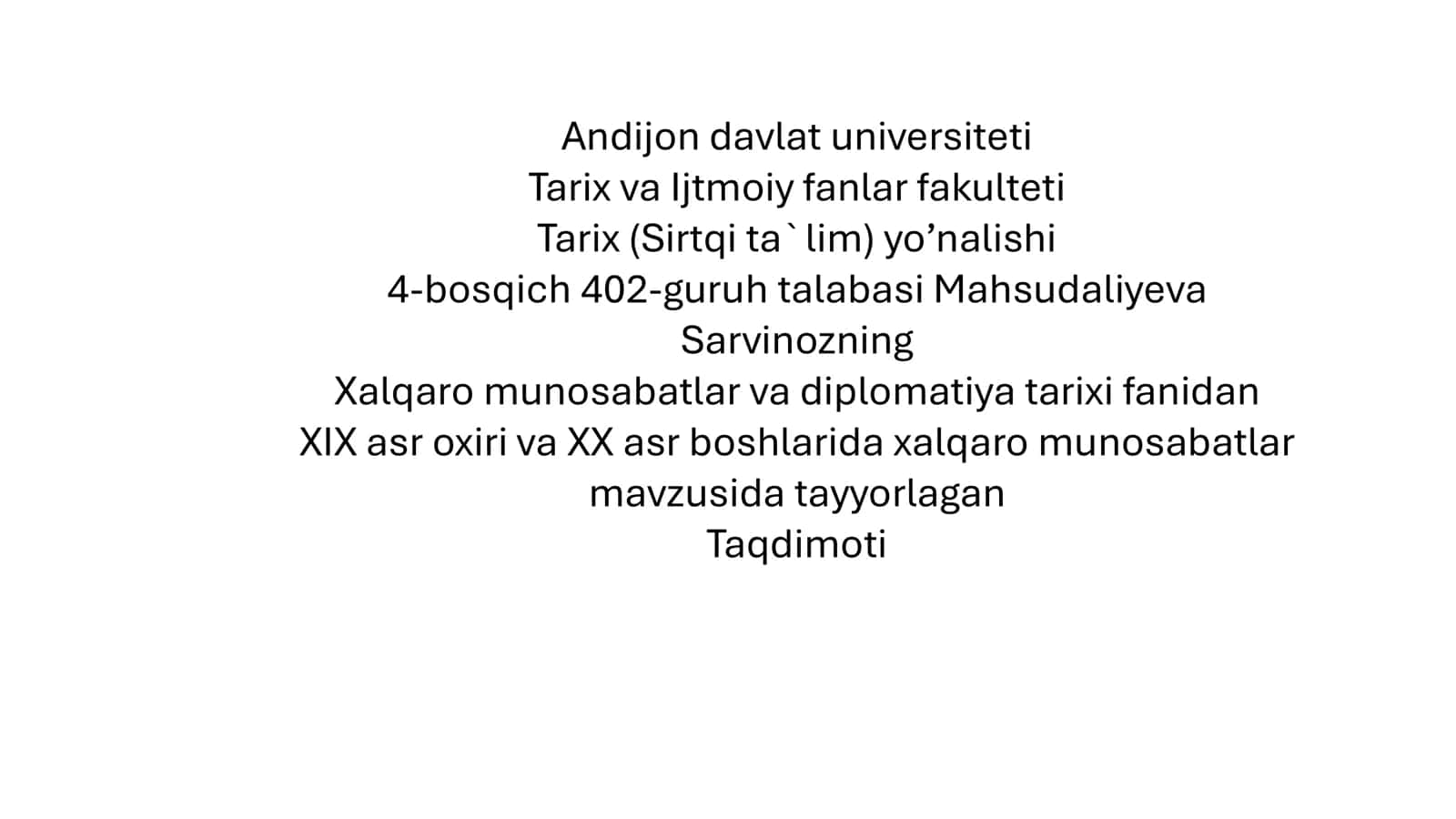 XIX asr oxiri va XX asr boshlarida xalqaro munosabatlar
