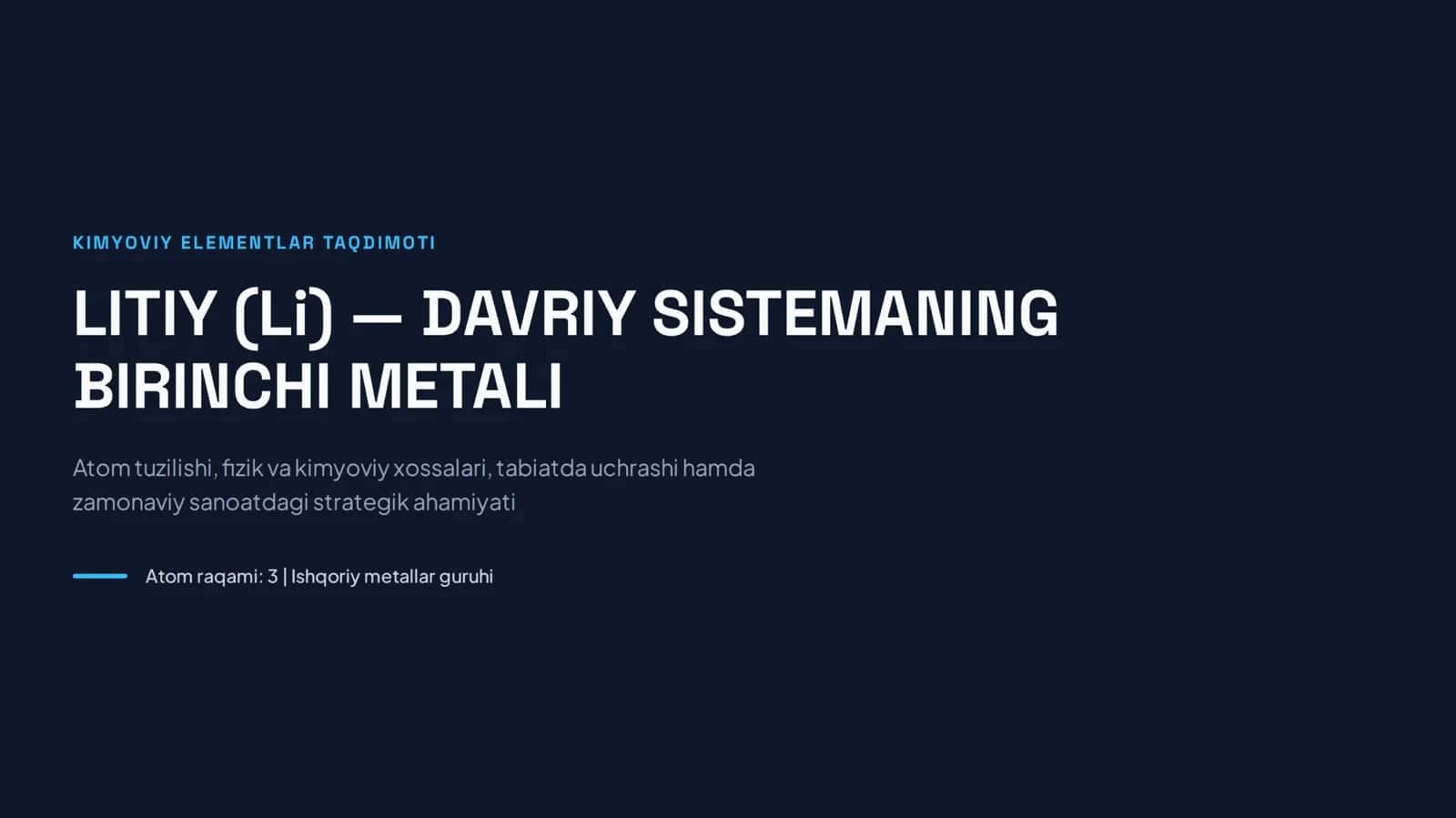 Litiy elementi haqida slayd