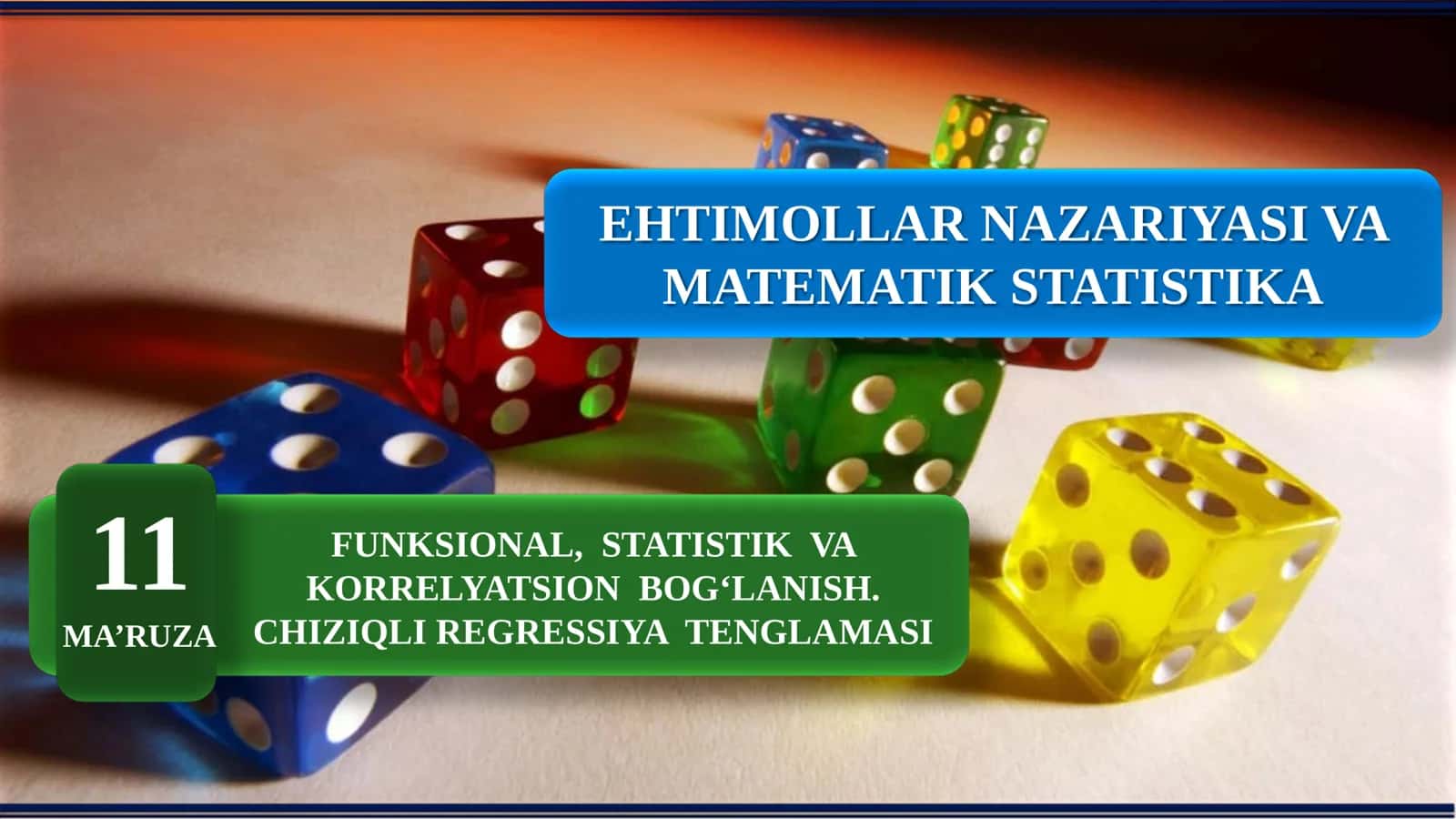 Funksional, statistik va korrelyatsion bog'lanishlar. Chiziqli regressiya tenglamasi