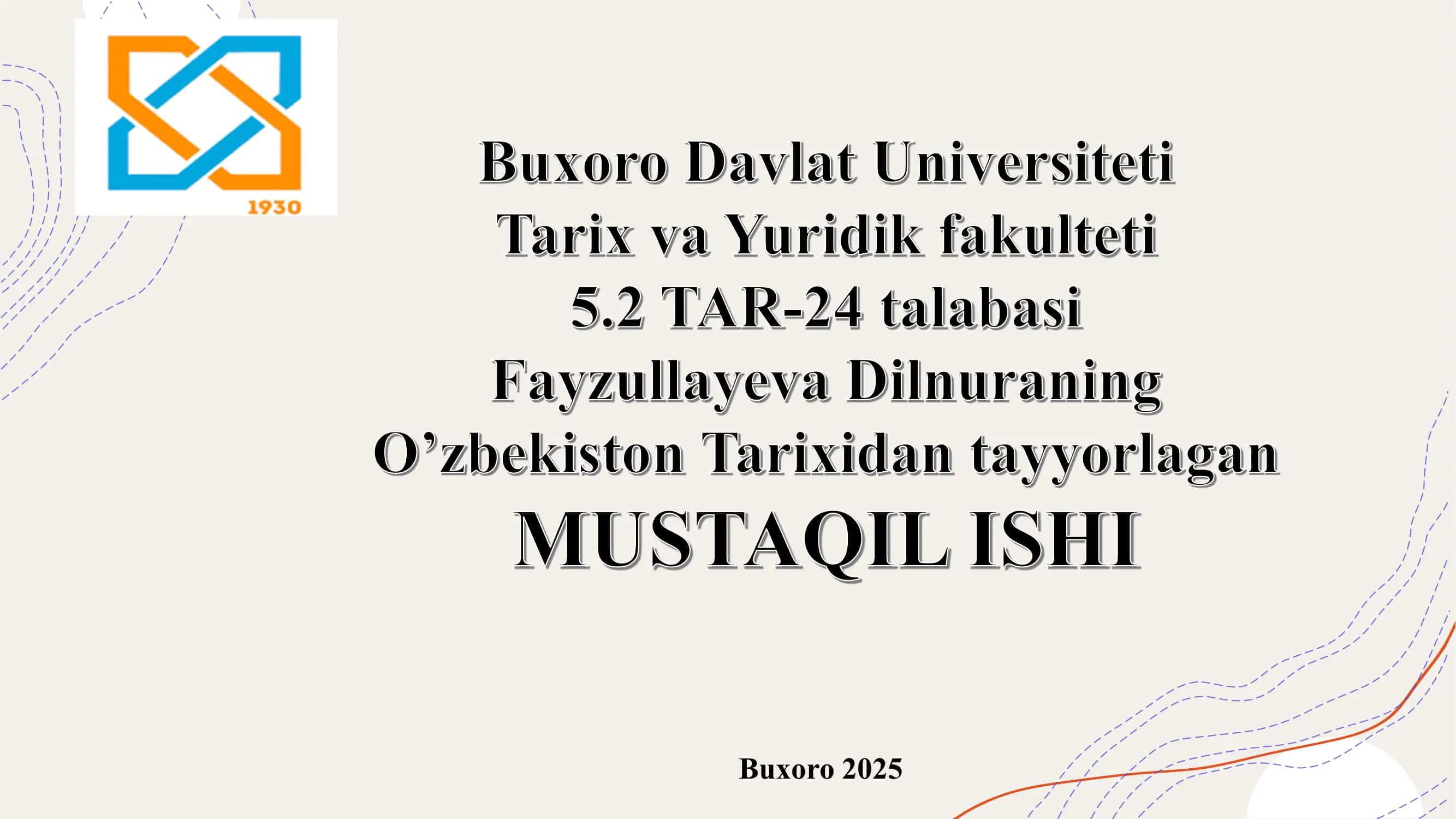 Buxoro xonligida yer egaligi va soliq tizimi ( Ashtarxoniylar misolida)