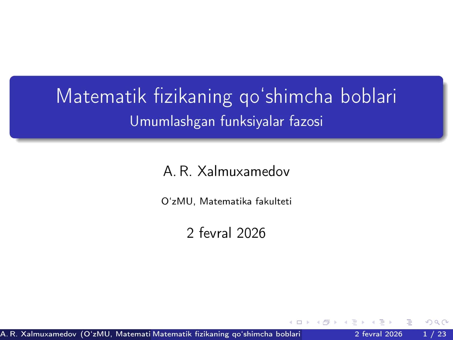 Umumlashgan funksiyalar fazosi