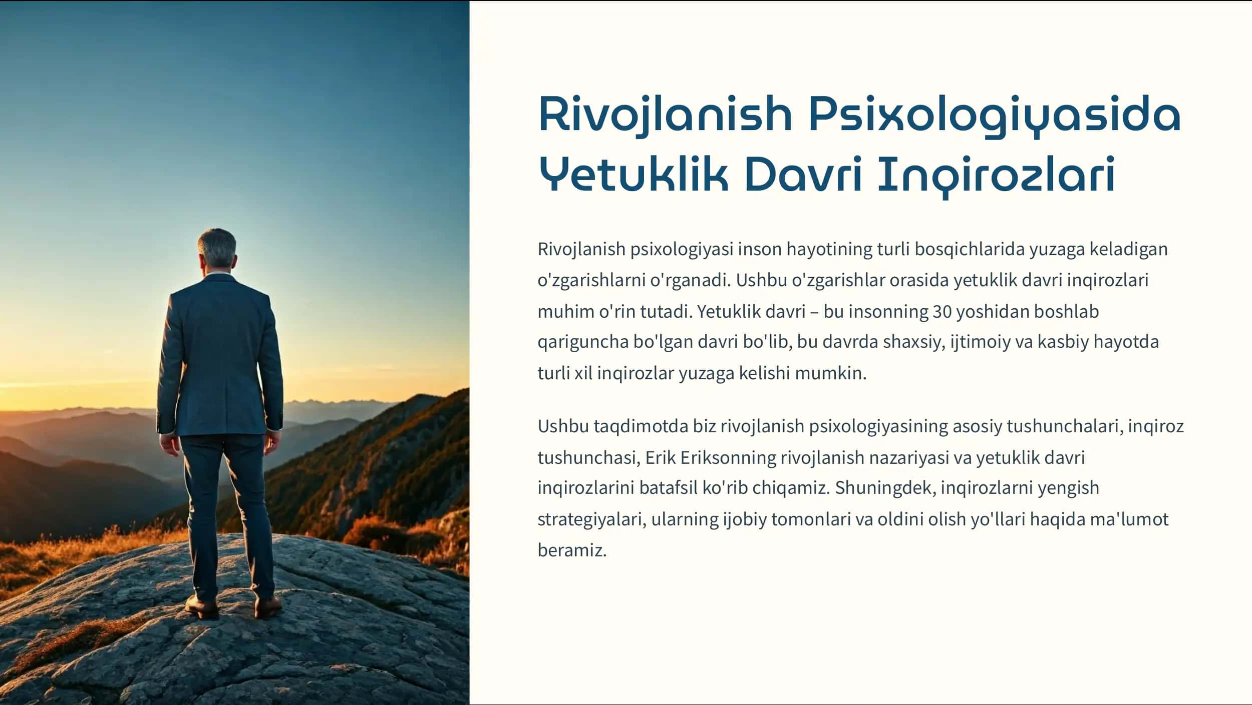 Rivojlanish Psixologiyasida Yetuklik Davri Inqirozlari
