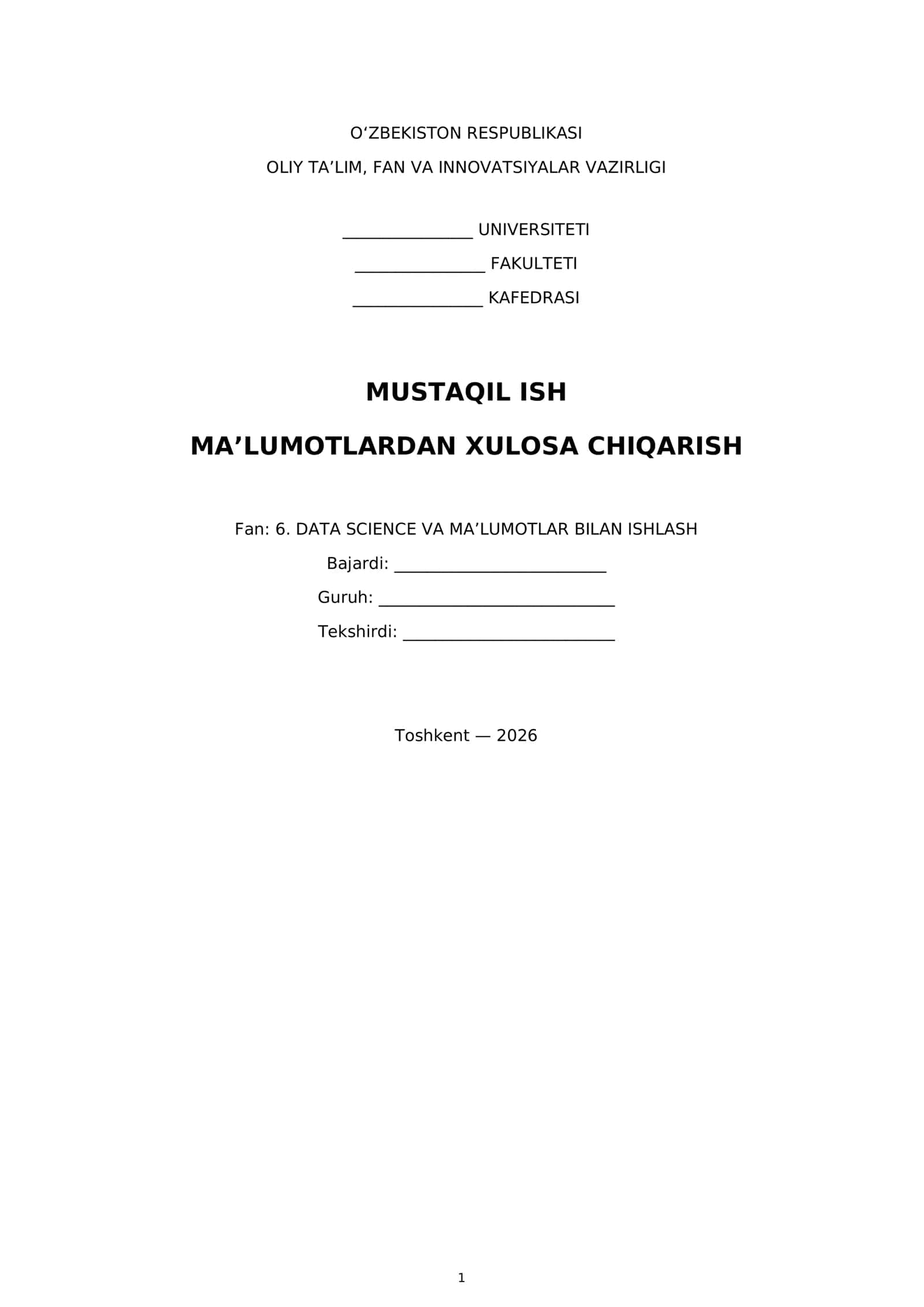 MA’LUMOTLARDAN XULOSA CHIQARISH