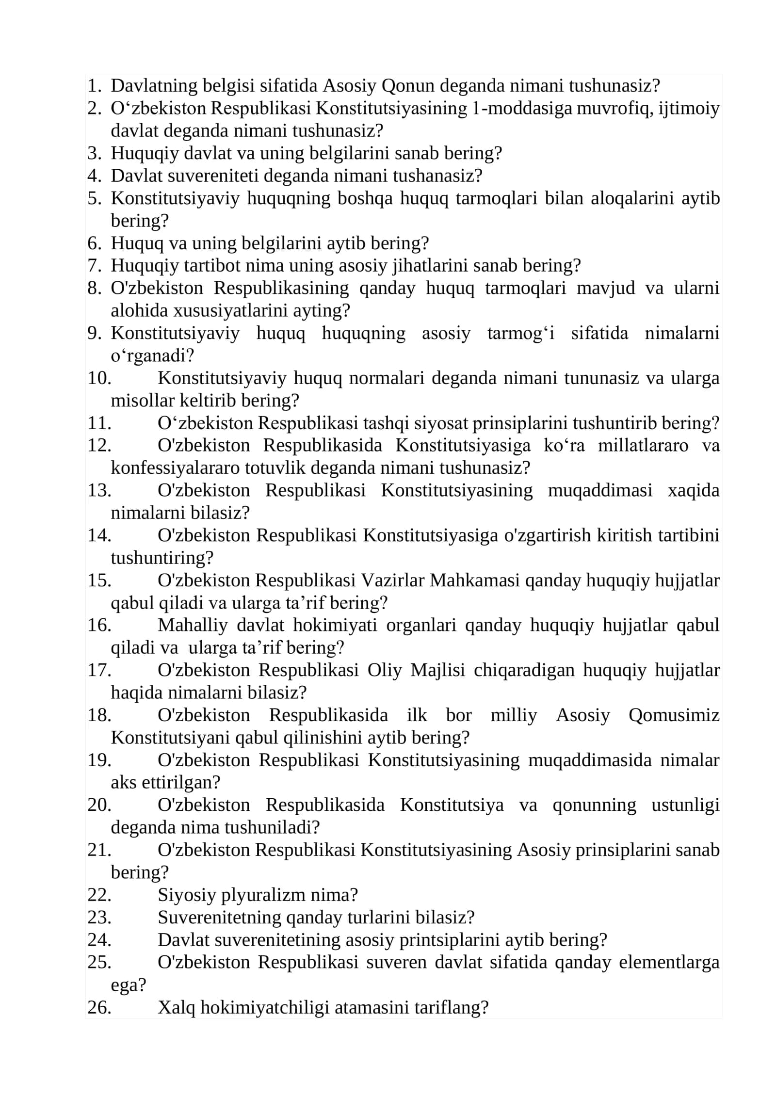 Ichki ishlarga kiruvchilar uchun test savollari 2026