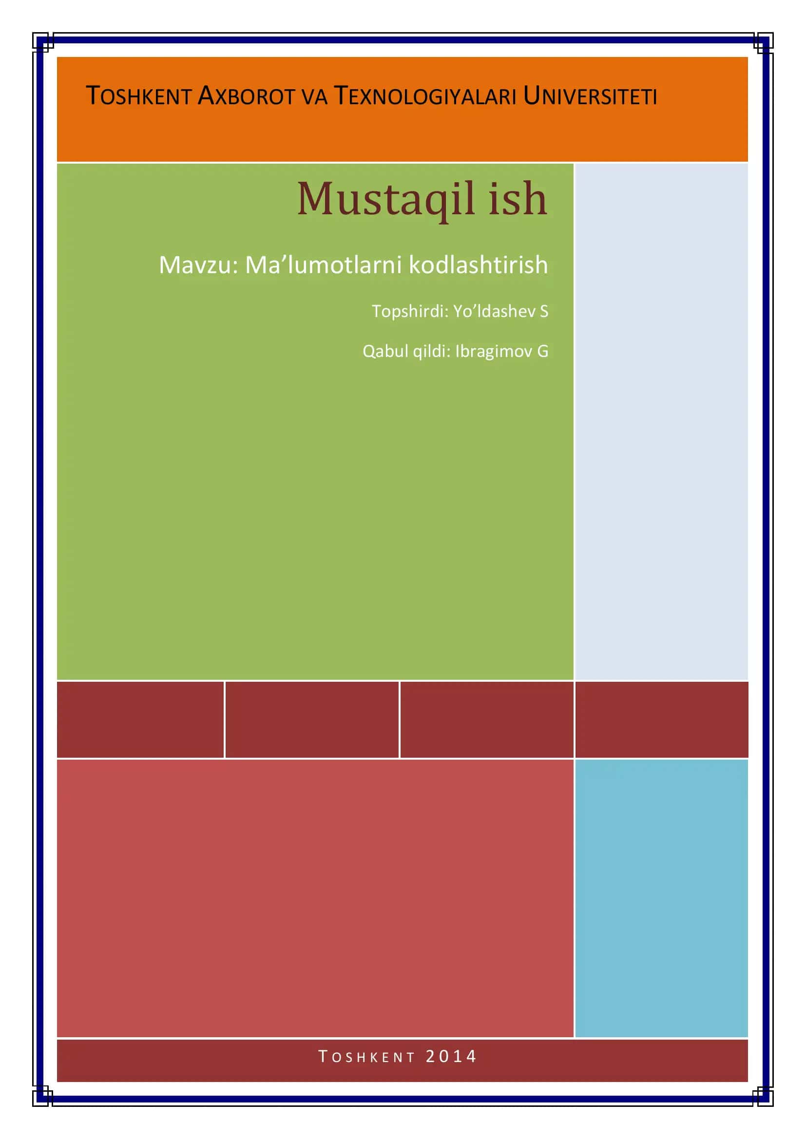 Ma’lumotlarni Kodlashtirish