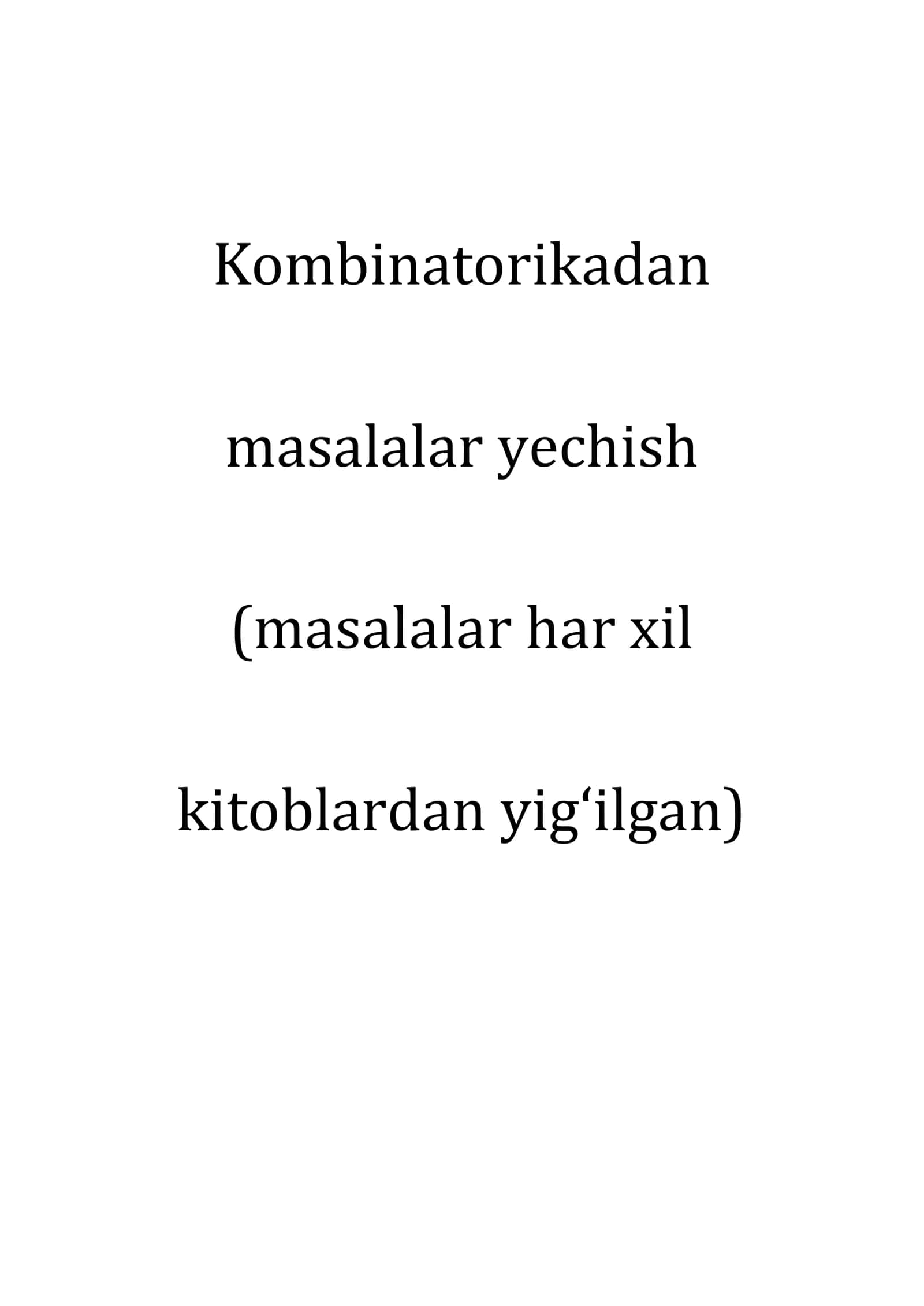Kombinatorikadan masalalar yechish