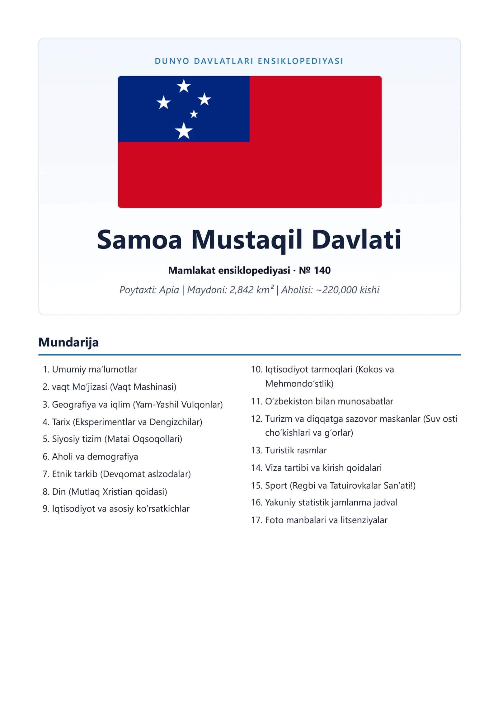 Samoa Mustaqil Davlati Enziklopediyasi