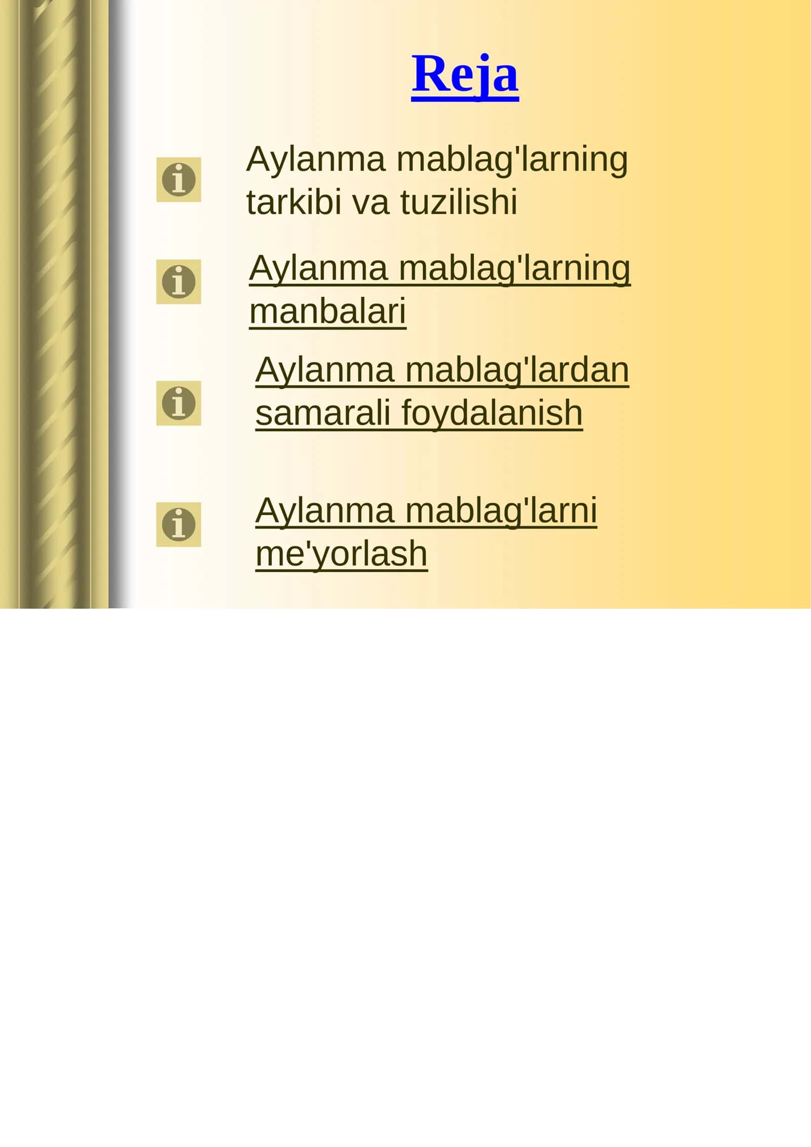 Aylanma mablag'larning tarkibi va tuzilishi