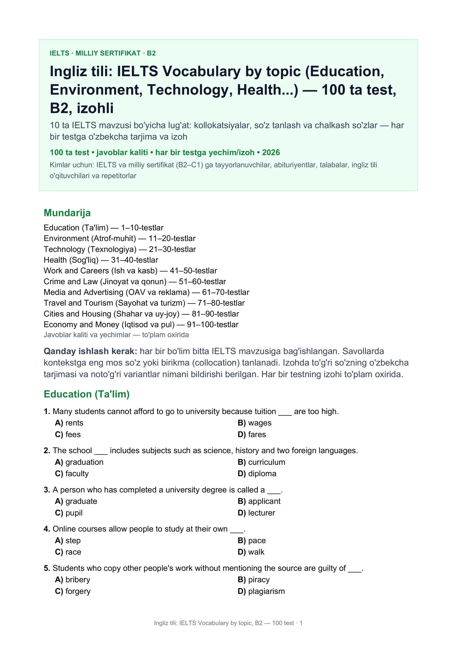 IELTS Vocabulary by topic