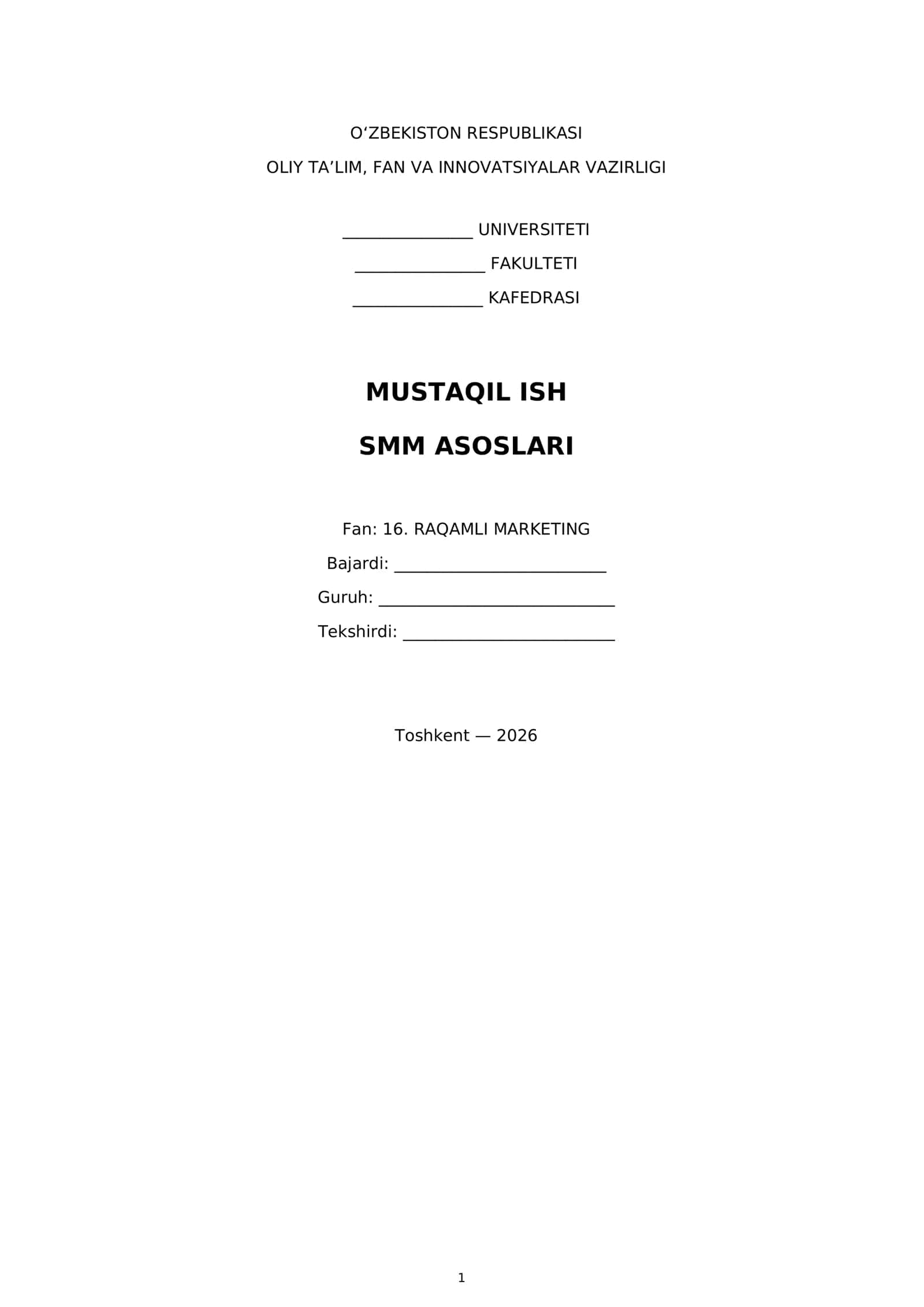 SMM Asoslari