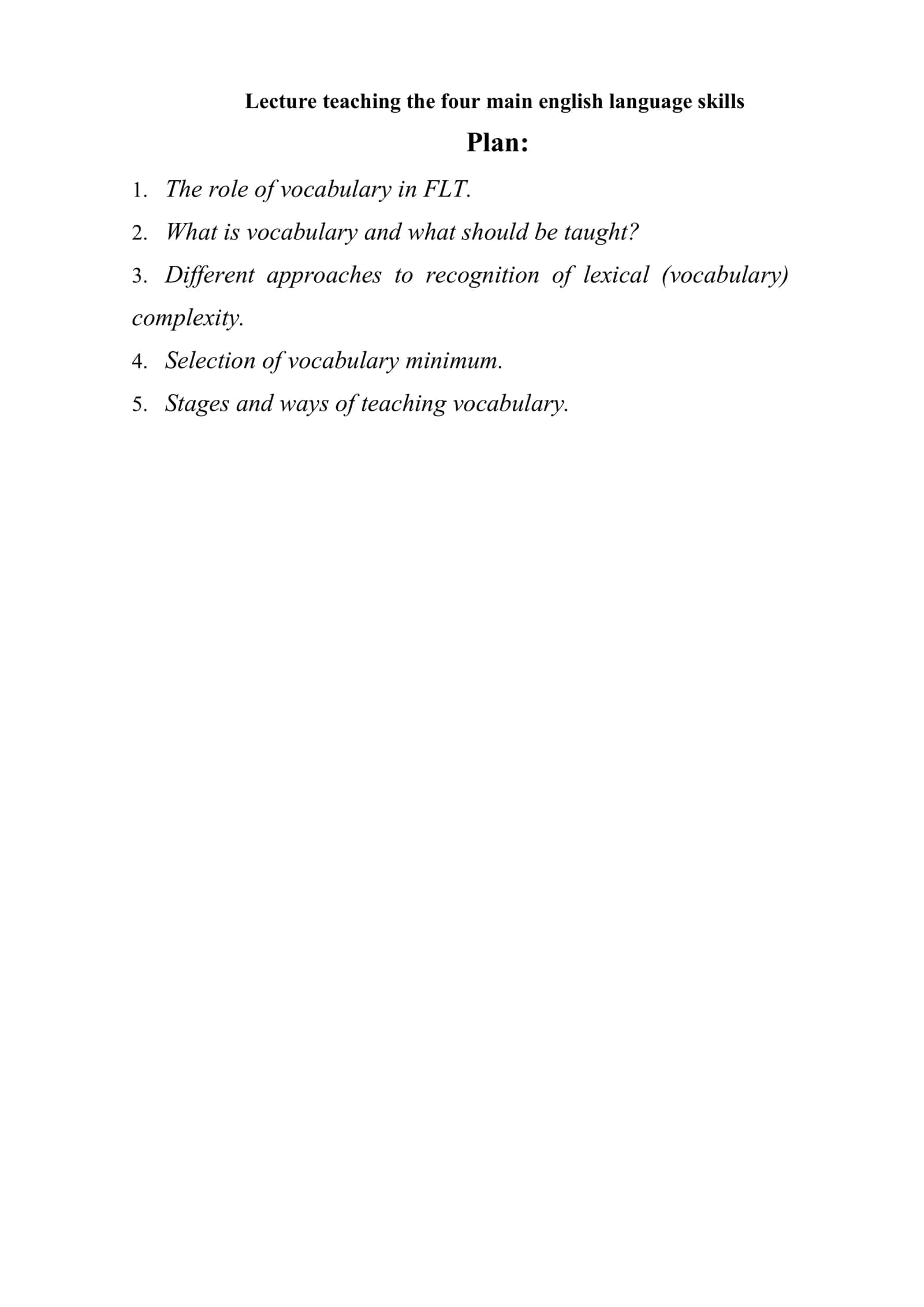 Lecture on Teaching English Vocabulary