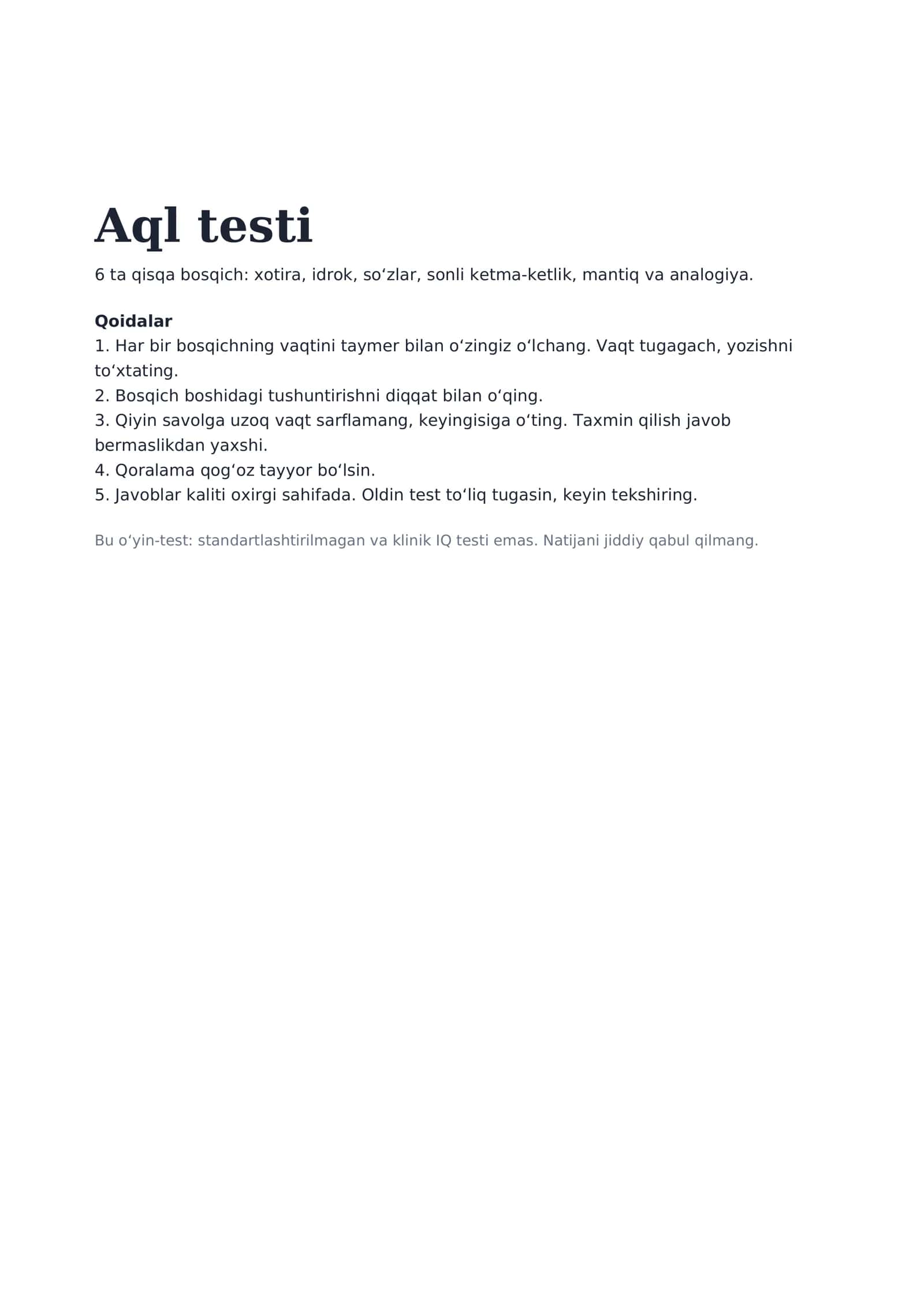 Aql testi