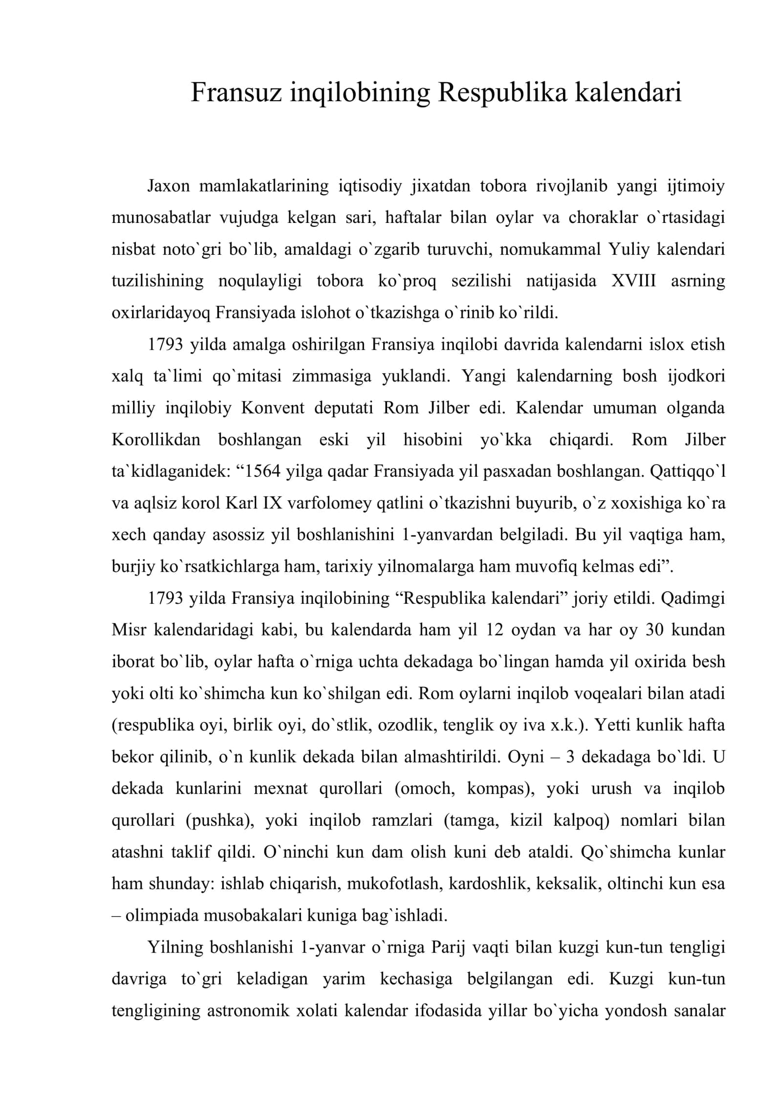 Fransuz inqilobining Respublika kalendari