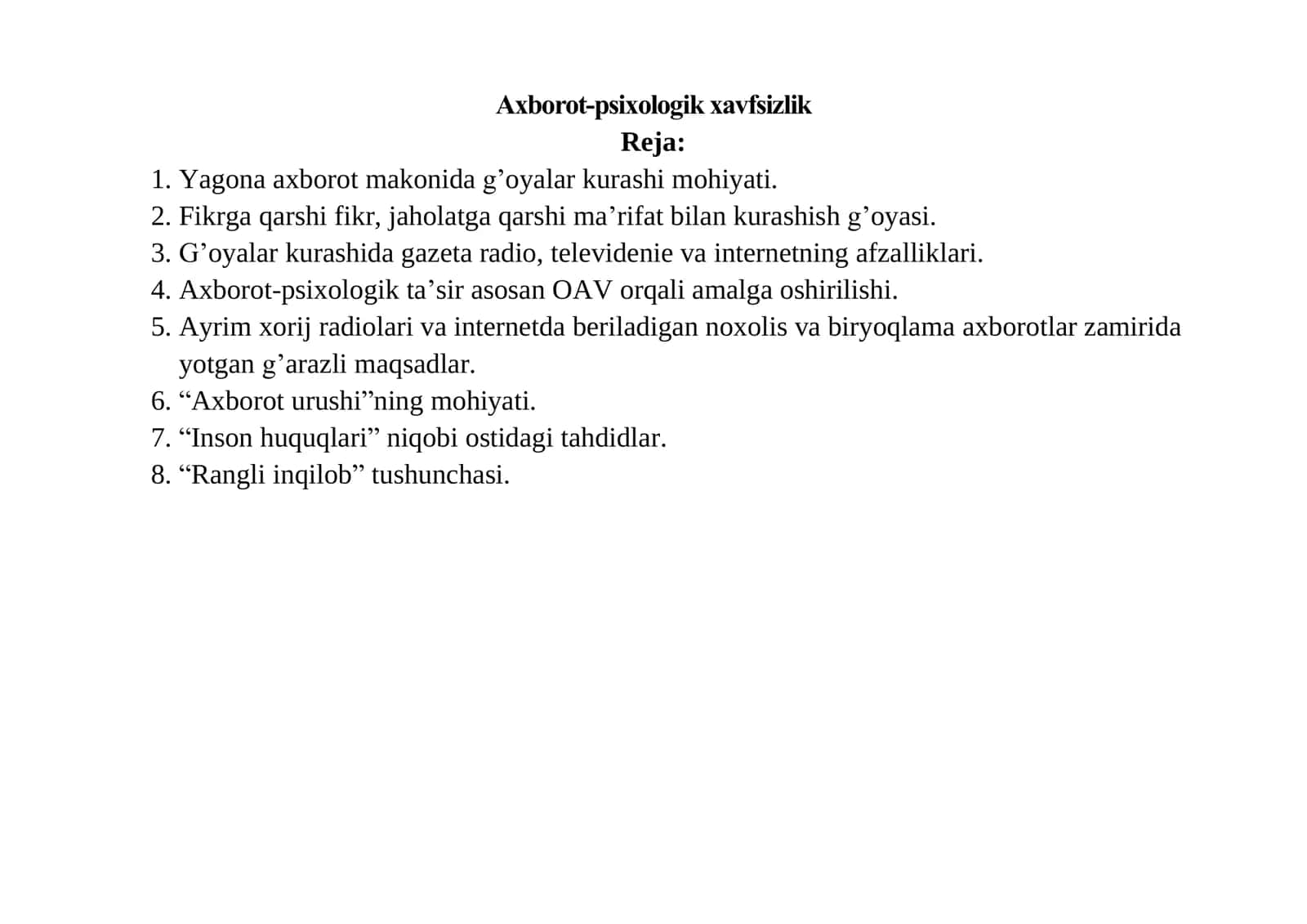 Axborot-psixologik xavfsizlik