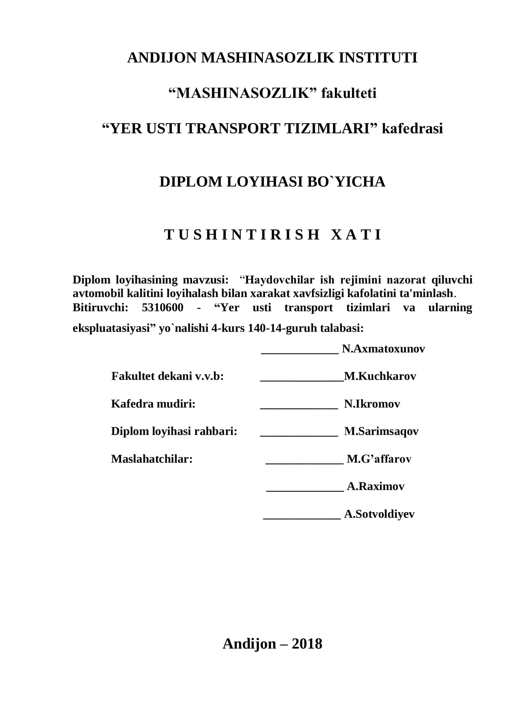 YER USTI TRANSPORT TIZIMLARI