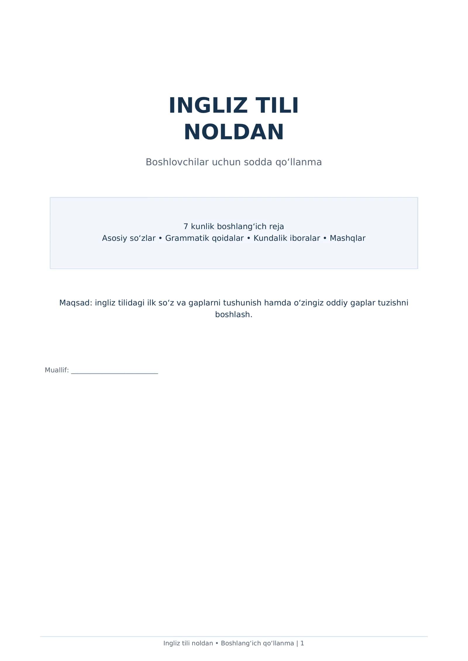 Ingliz tili noldan