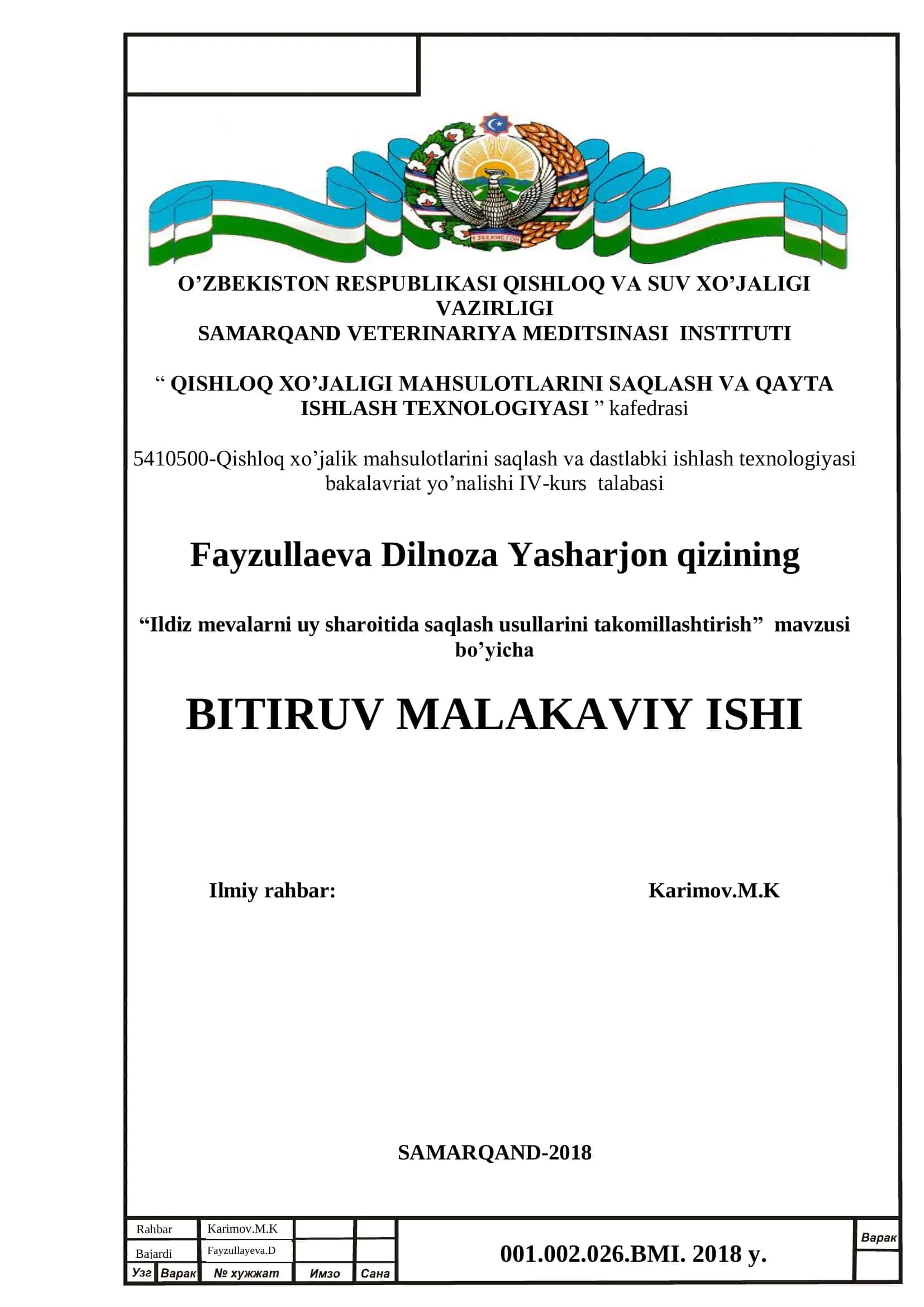 Ildiz mevalarni uy sharoitida saqlash usullarini takomillashtirish